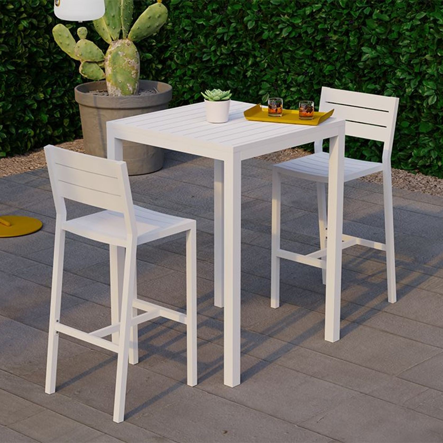 Halki Table - Outdoor - High Bar - Matt White 77 x 77cm gallery detail image