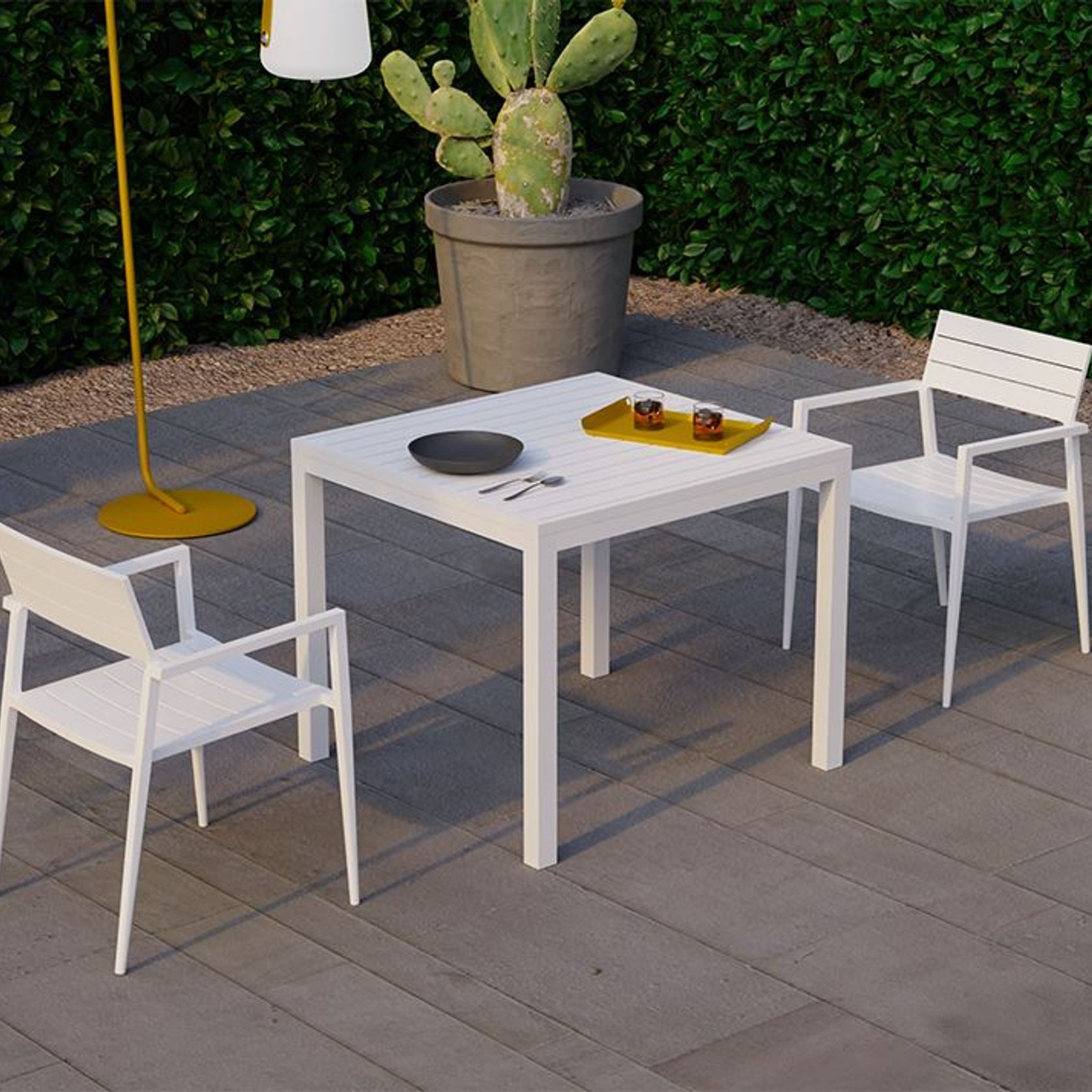 Halki Table - Outdoor - 90cm x 90cm - White gallery detail image