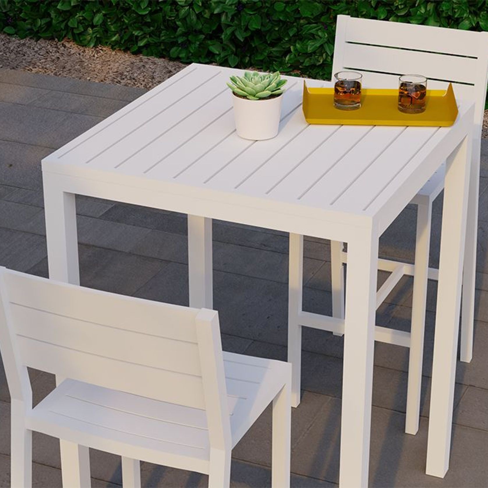 Halki Table - Outdoor - High Bar - Matt White 77 x 77cm gallery detail image