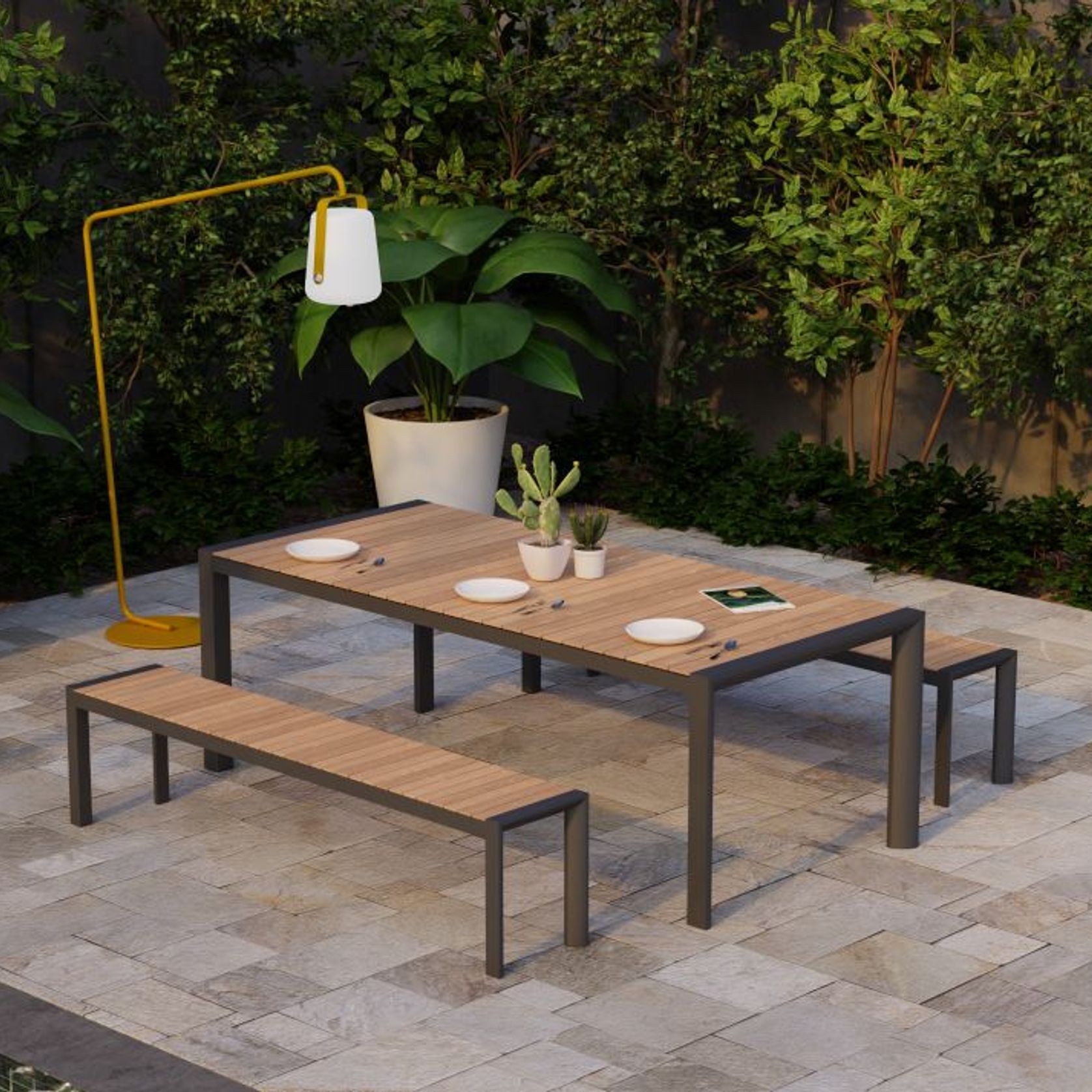 Vydel Bench Seat - Outdoor - 190cm - Teak - Charcoal gallery detail image