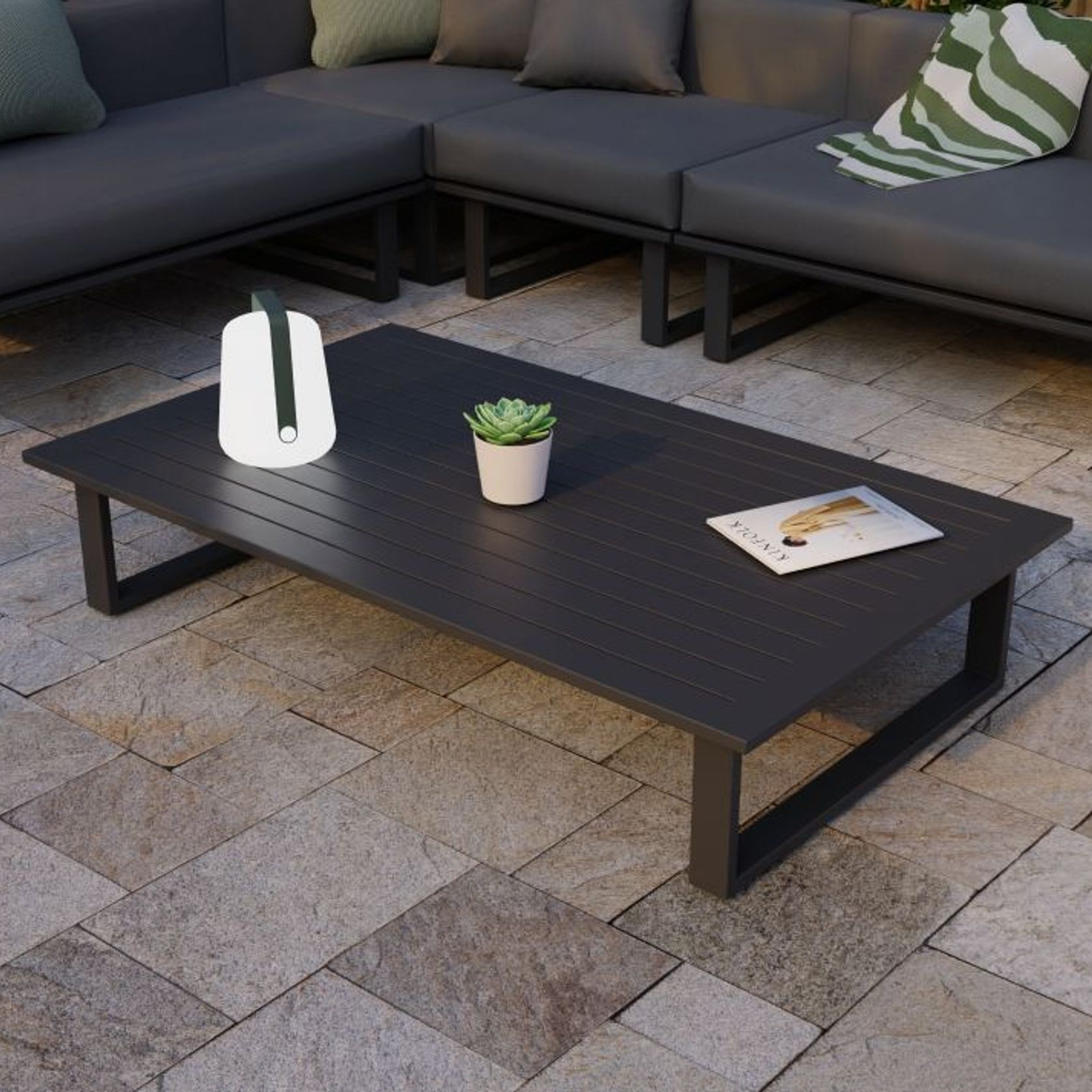 Vivara Outdoor Coffee Table - 142x85cm - Charcoal gallery detail image