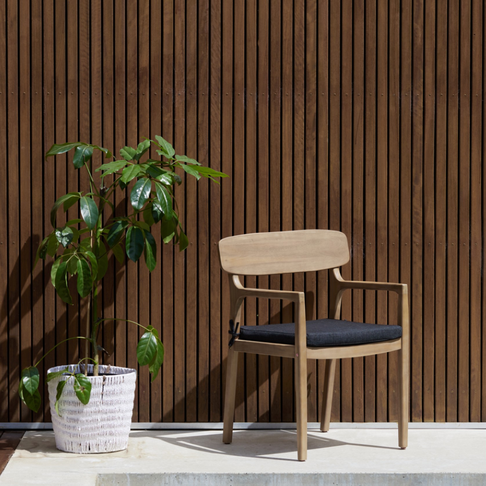 Rixos Acacia Outdoor Dining Chair | Black Fabric gallery detail image