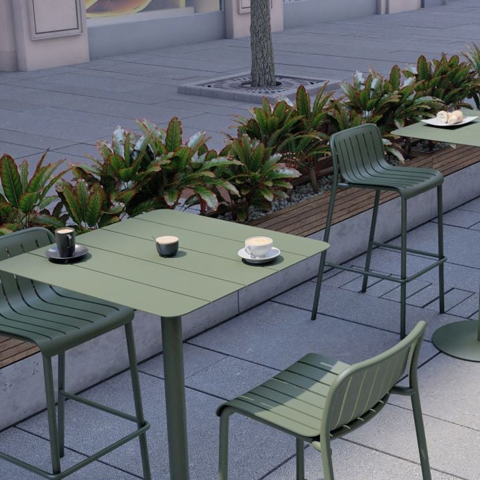 Roku High Bar Table - Outdoor - Eucalyptus Green - 65 x 65cm Table Top gallery detail image