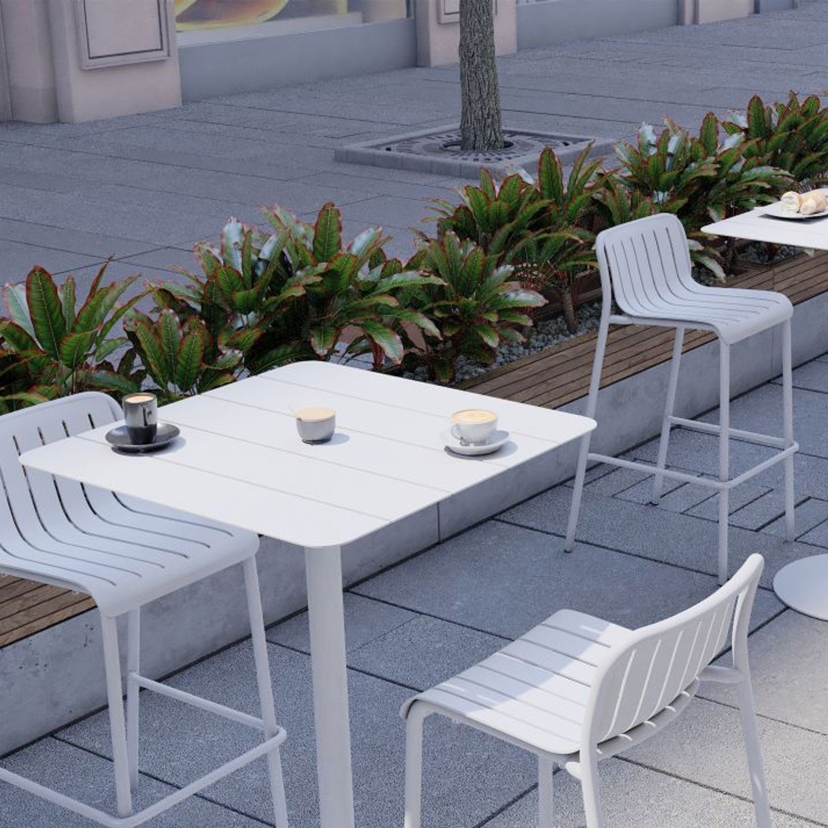 Roku High Bar Table - Outdoor - White - 65 x 65cm Table Top gallery detail image