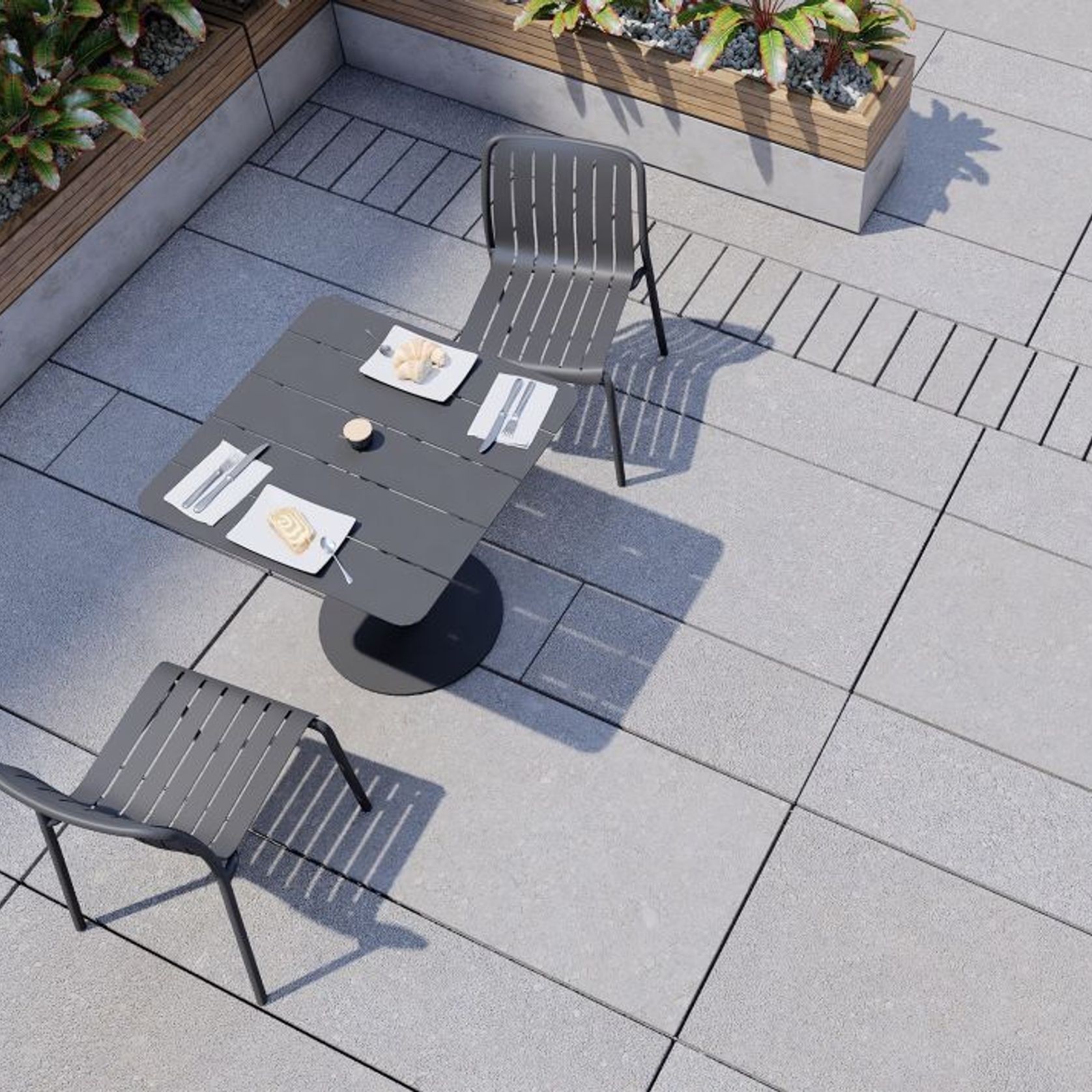 Roku Cafe Table - Outdoor - Charcoal - 65 x 65cm Table Top gallery detail image