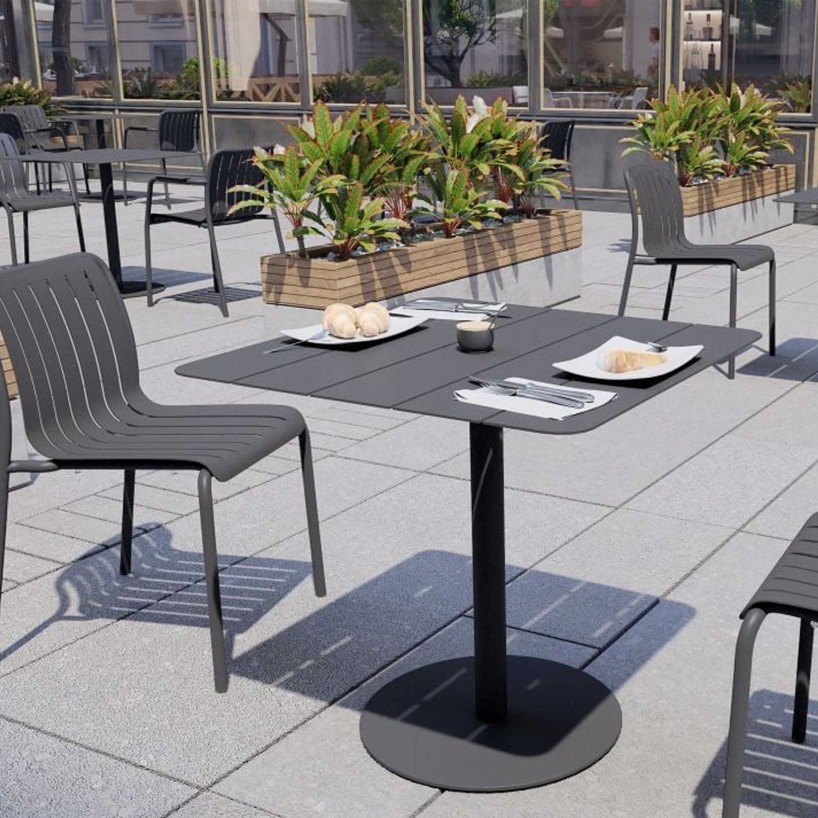 Roku Cafe Table - Outdoor - Charcoal - 65 x 65cm Table Top gallery detail image