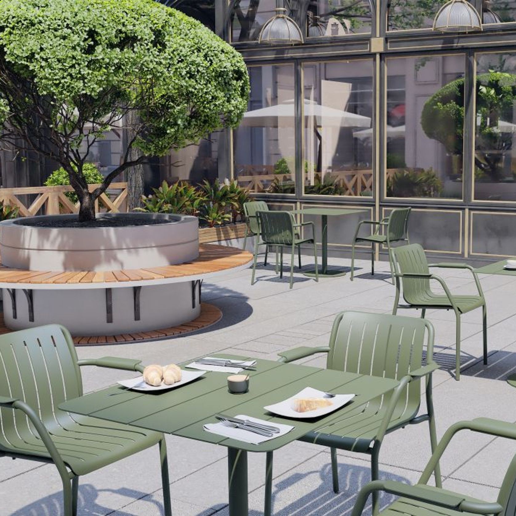 Roku Cafe Table - Outdoor - Eucalyptus Green - 65 x 65cm Table Top gallery detail image