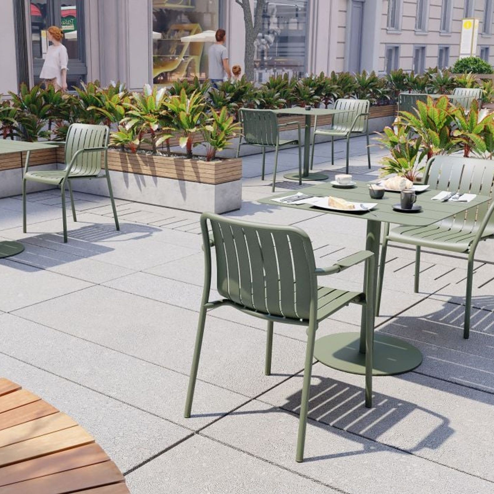 Roku Cafe Table - Outdoor - Eucalyptus Green - 65 x 65cm Table Top gallery detail image