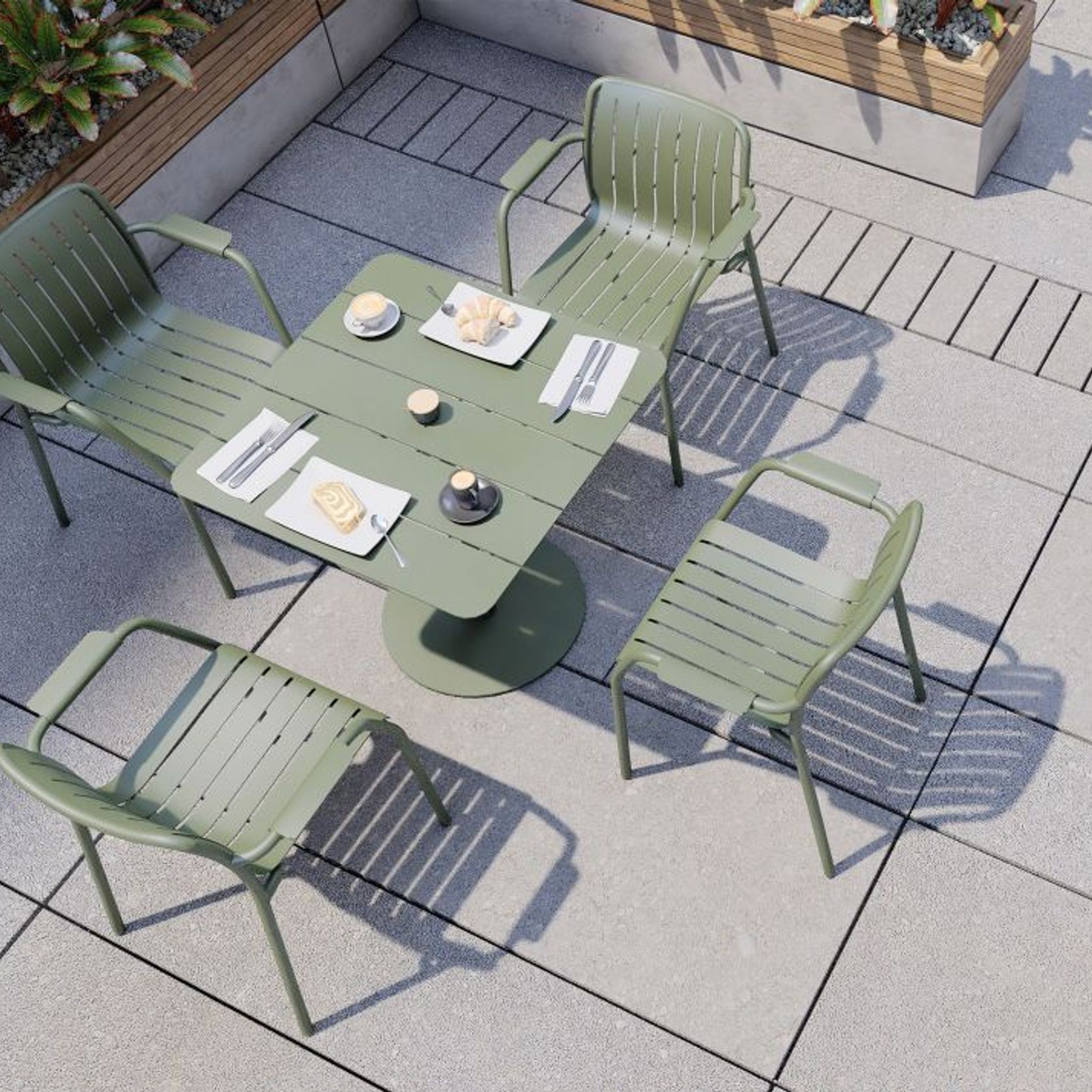 Roku Cafe Table - Outdoor - Eucalyptus Green - 65 x 65cm Table Top gallery detail image