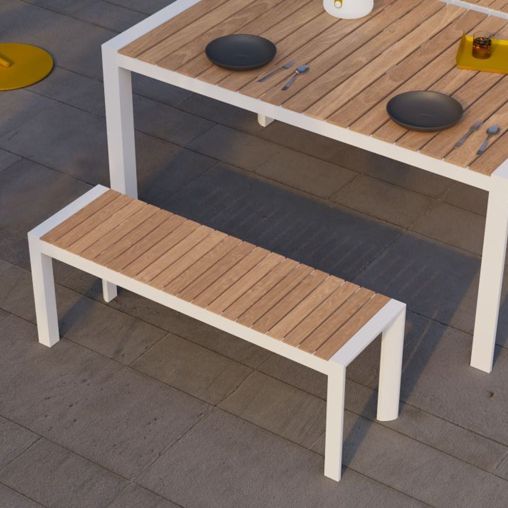 Vydel Bench Seat - Outdoor - 120cm - Teak - White gallery detail image