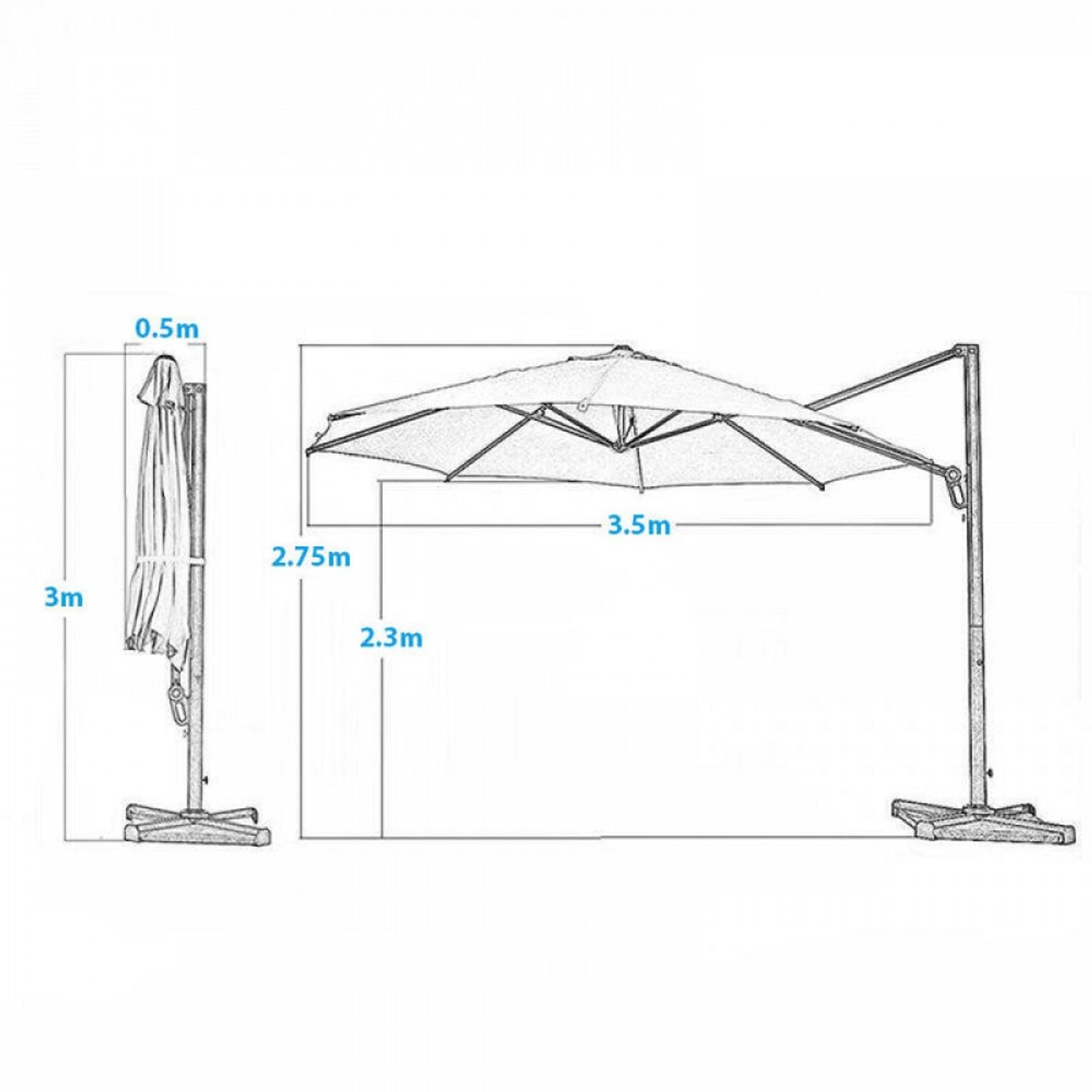 Garden Cantilever Round Umbrella for Outdoor Khaki gallery detail image