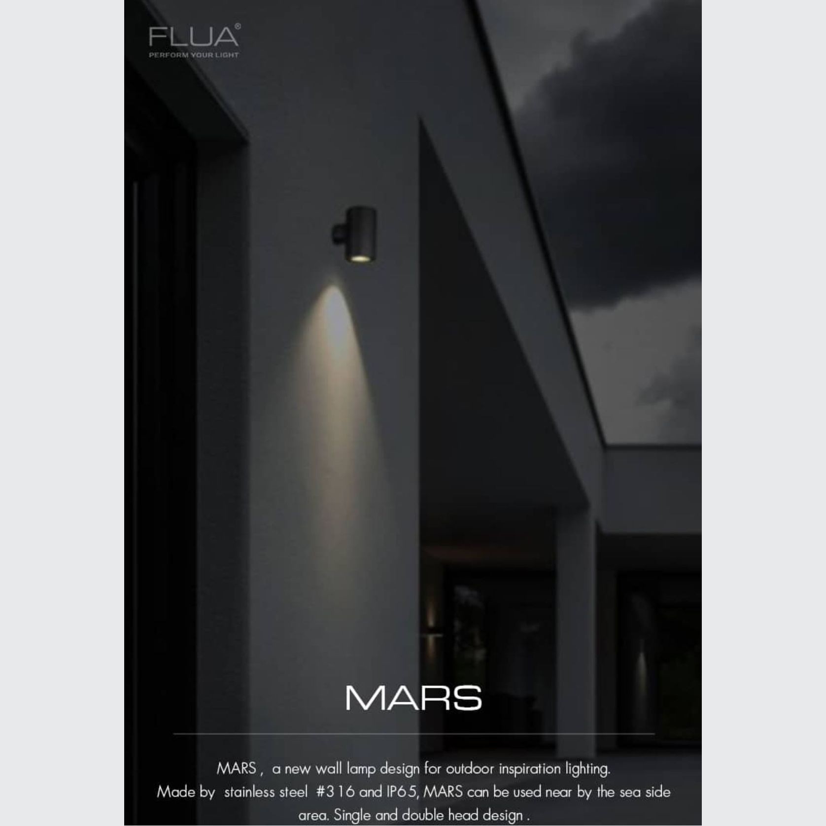 MARS DOUBLE | Outdoor Wall Light | 316 Steel gallery detail image