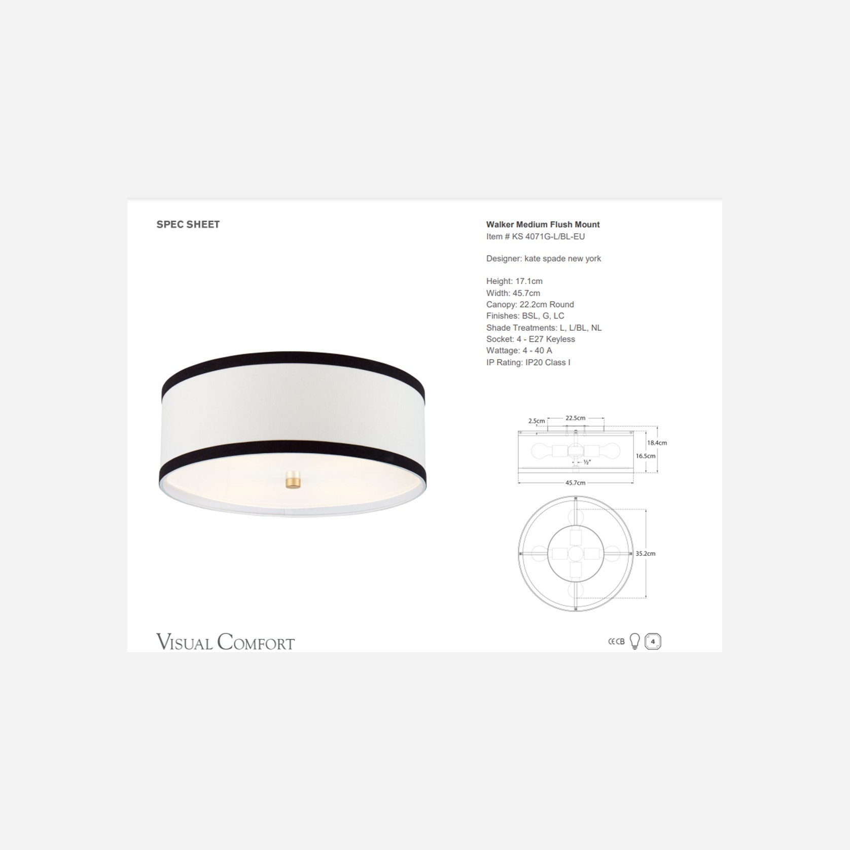Kate Spade Walker Ceiling Pendant – Medium gallery detail image