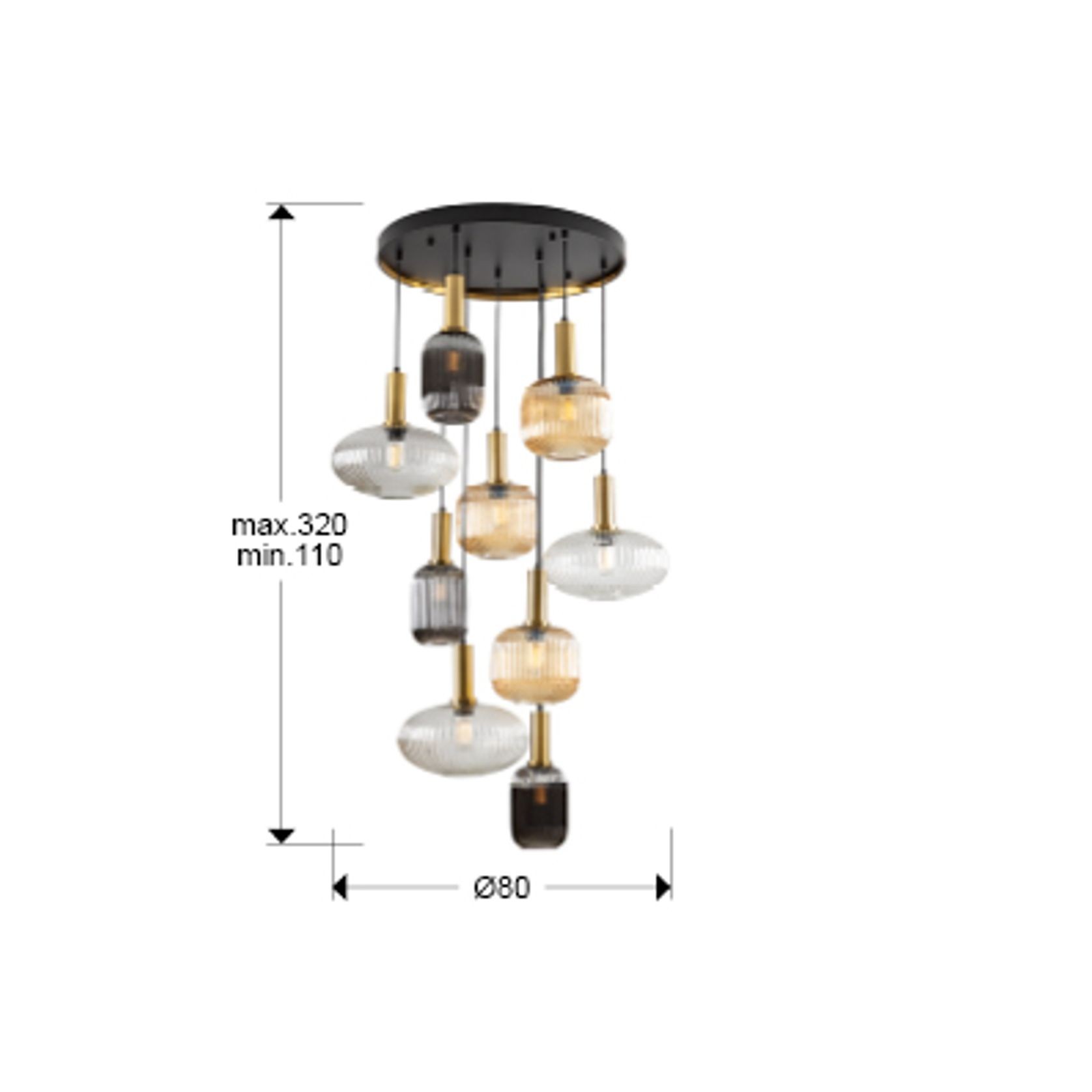 Multiple light metal lamp, matt Multiple Light Pendant gallery detail image