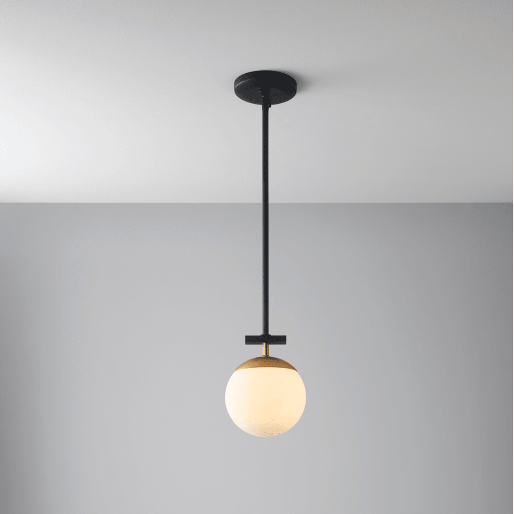 Johnson 1 Light Pendant in Aged Gold & Black gallery detail image