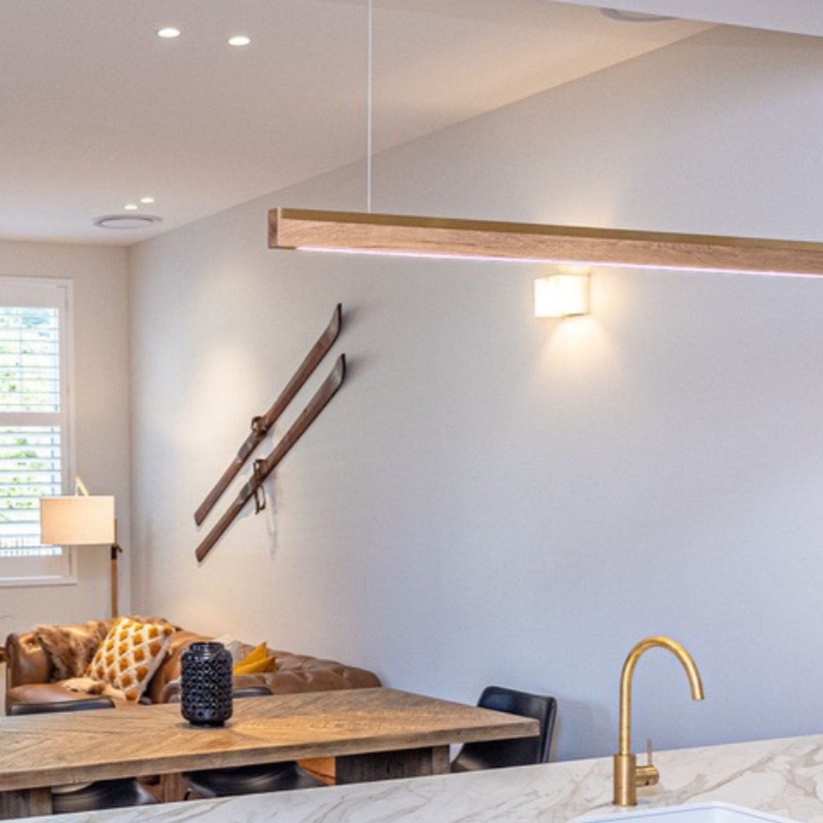 Capsühl Linear LED Pendant Oak gallery detail image