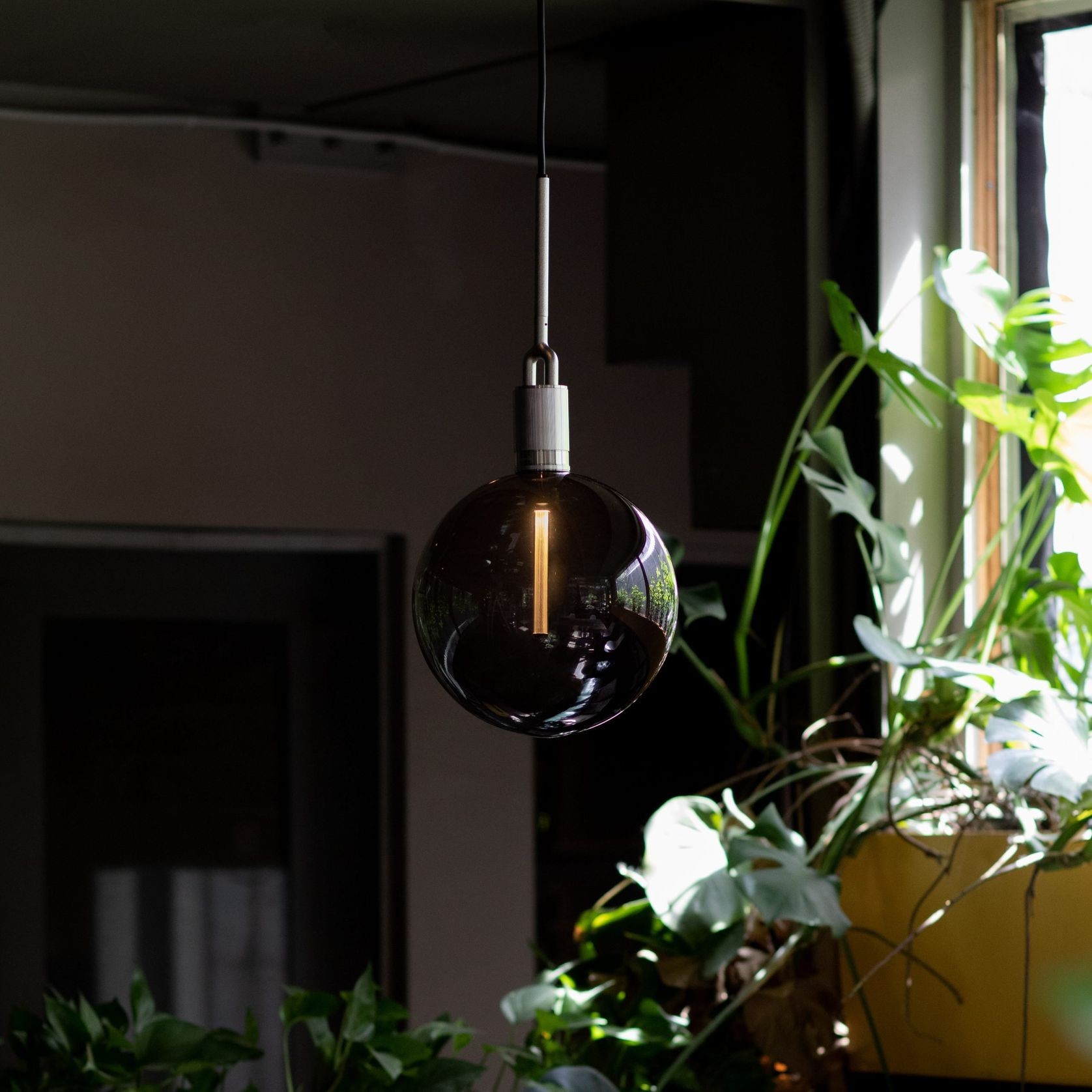Forked Globe Pendant Light - Smoked gallery detail image
