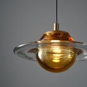 Aqua LED Glass Pendant - 250mm in Aged Brass gallery detail image