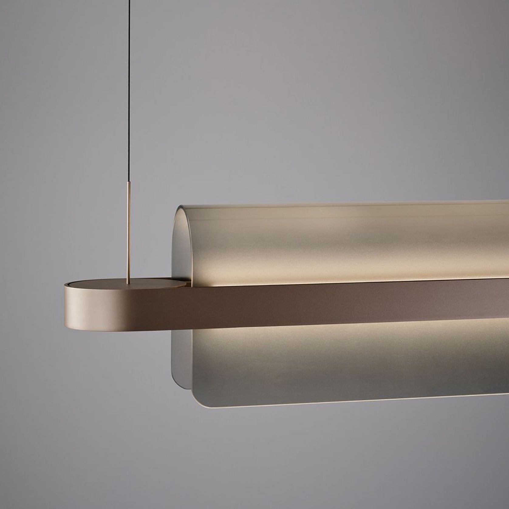 Doblar LED Glass Linear Pendant in Soft Champagne Gold gallery detail image