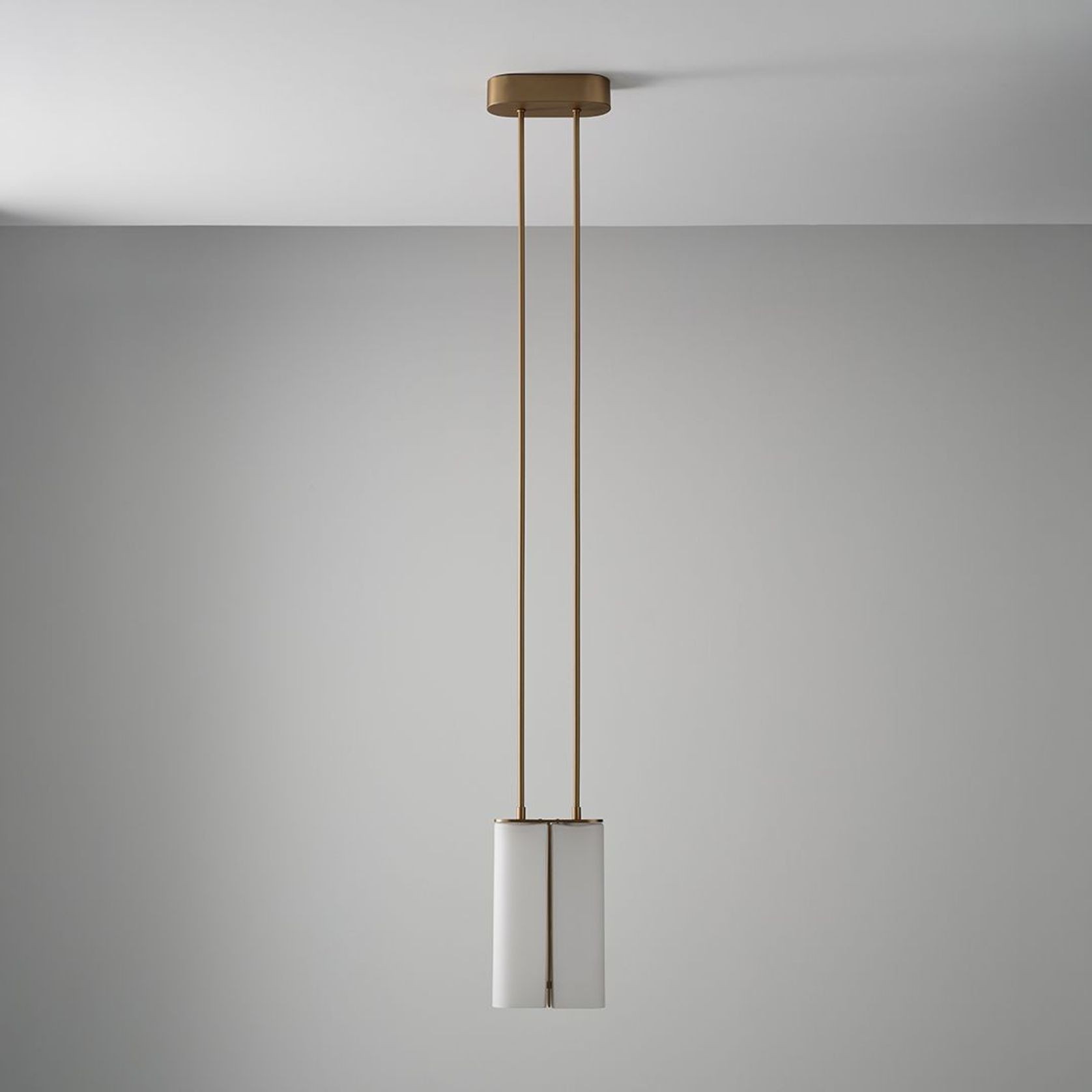 Matteo LED Twin Glass Pendant in Aged Brass gallery detail image
