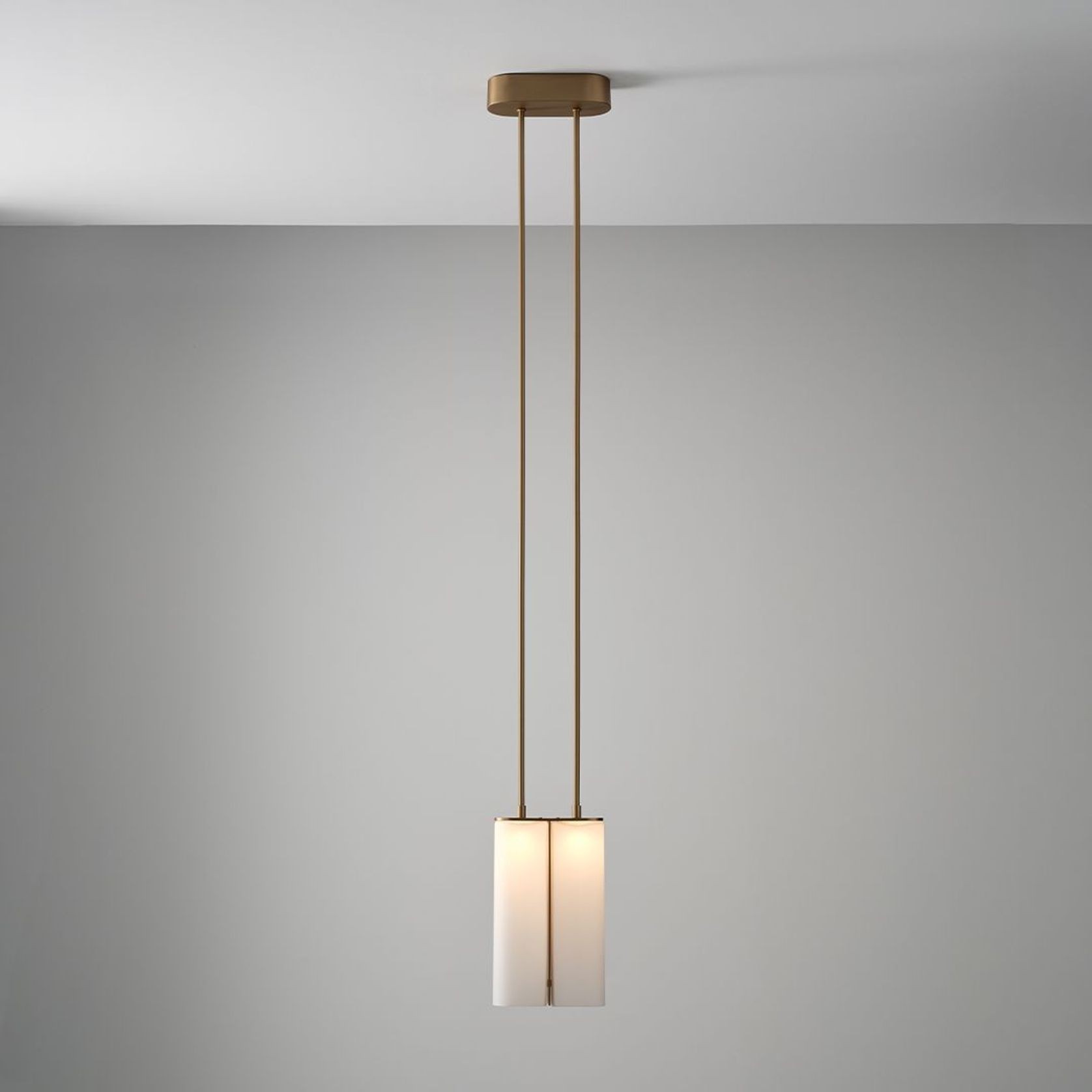 Matteo LED Twin Glass Pendant in Aged Brass gallery detail image