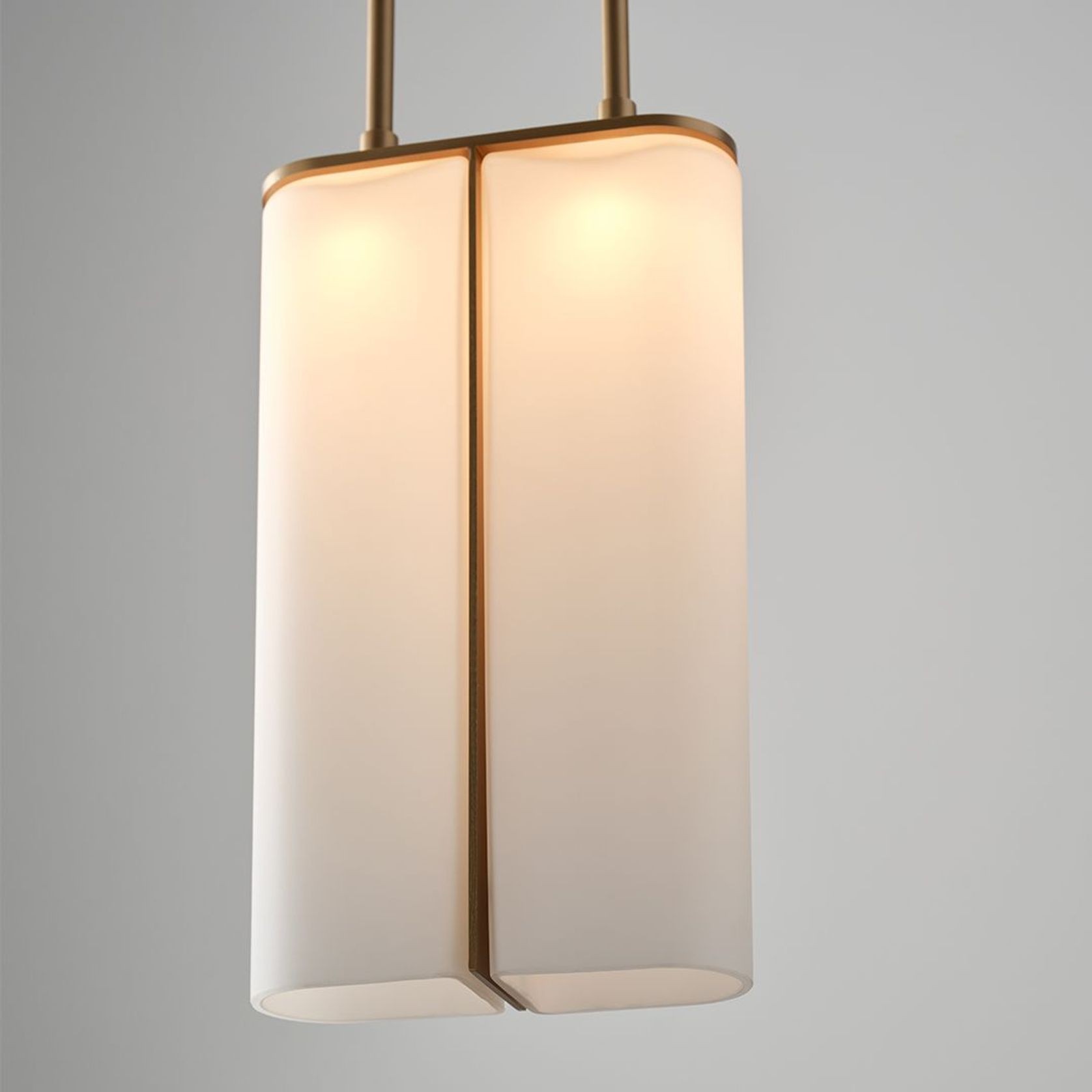 Matteo LED Twin Glass Pendant in Aged Brass gallery detail image