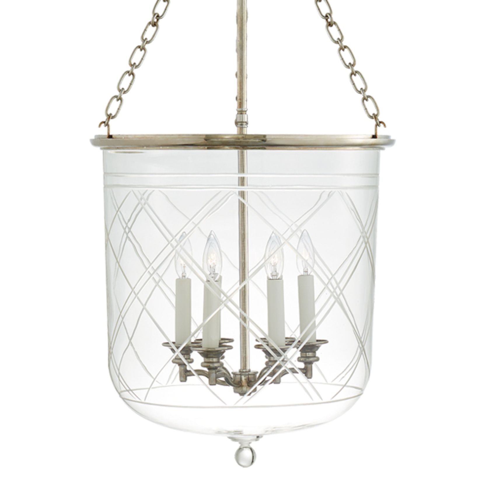 Cambridge Large Smoke Bell Lantern – Silver gallery detail image