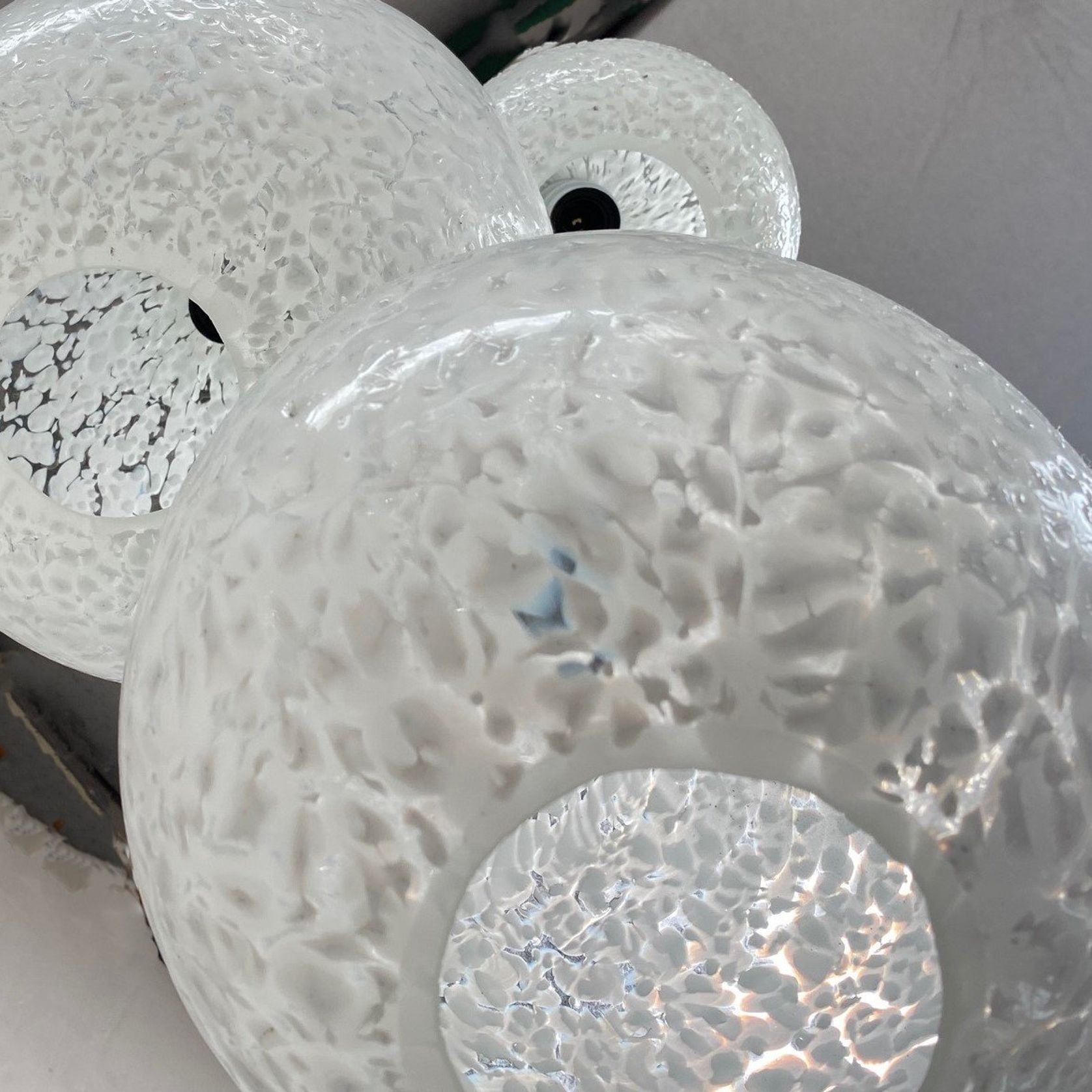 Handblown Pendants Sphere | White Confetti gallery detail image