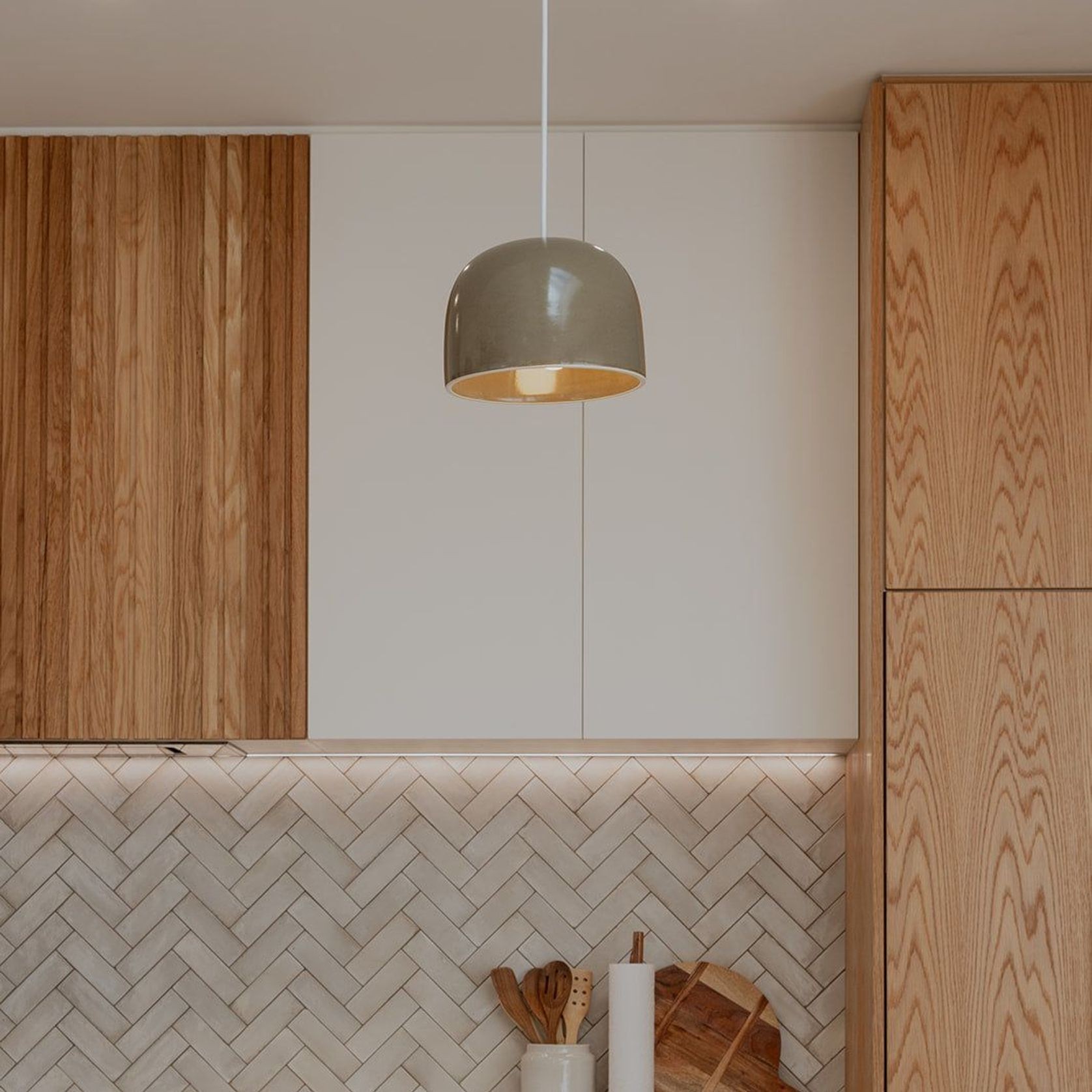 Ceramic Pendant Bell Light Large gallery detail image