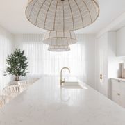 Estelle Beaded Dome Pendant Light - Gold/White gallery detail image