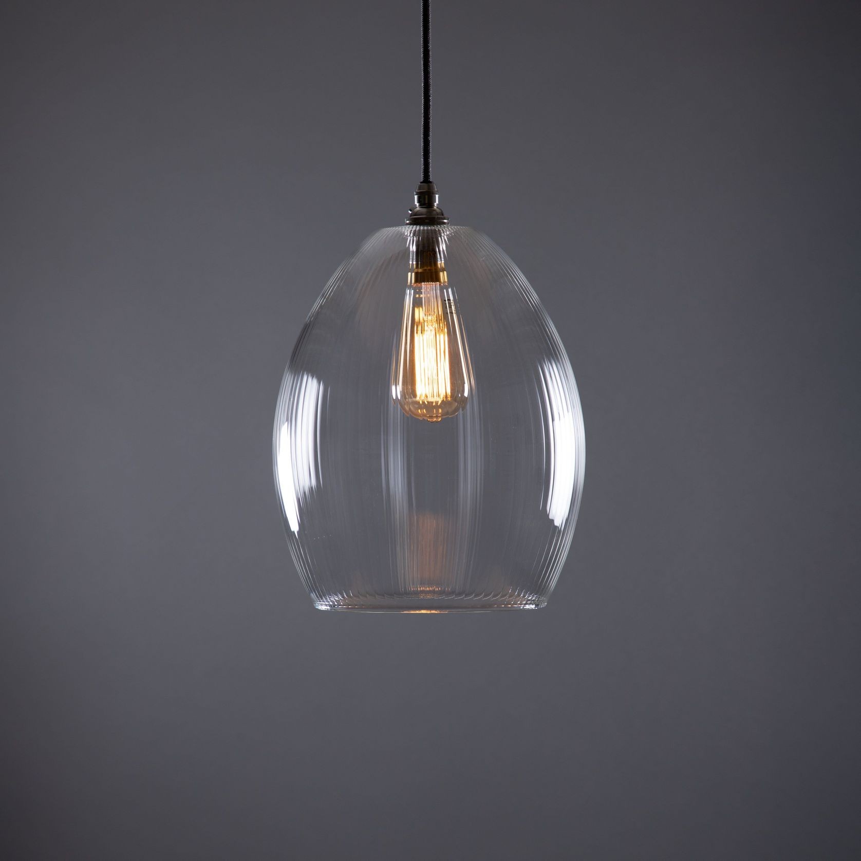 Jules Fine Ribbed Glass Pendant gallery detail image
