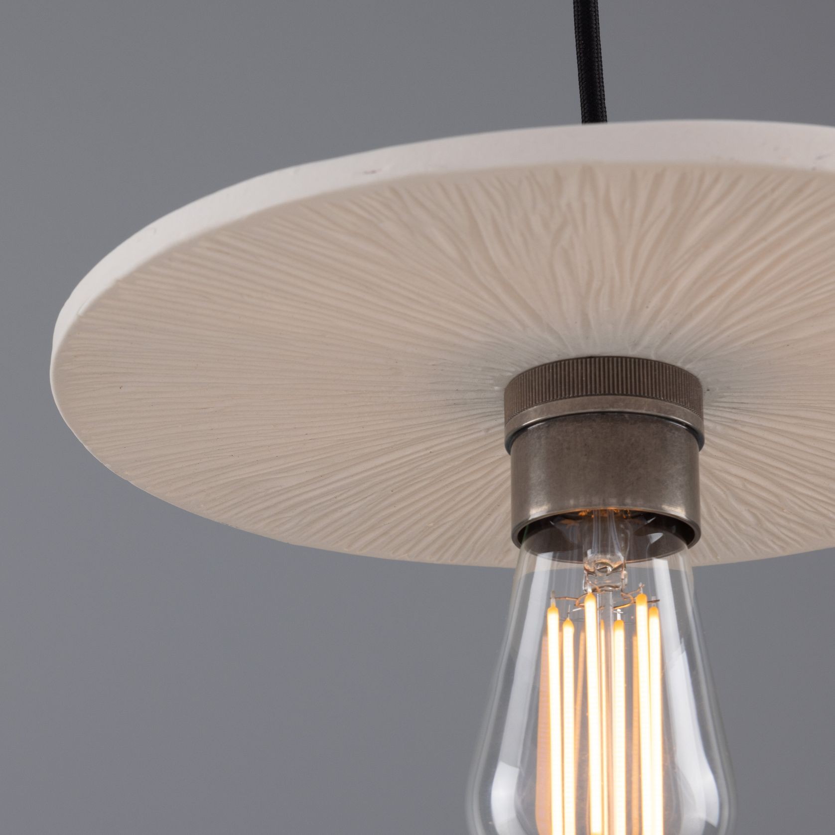 Bog Oak Matt White Striped Pendant Light gallery detail image