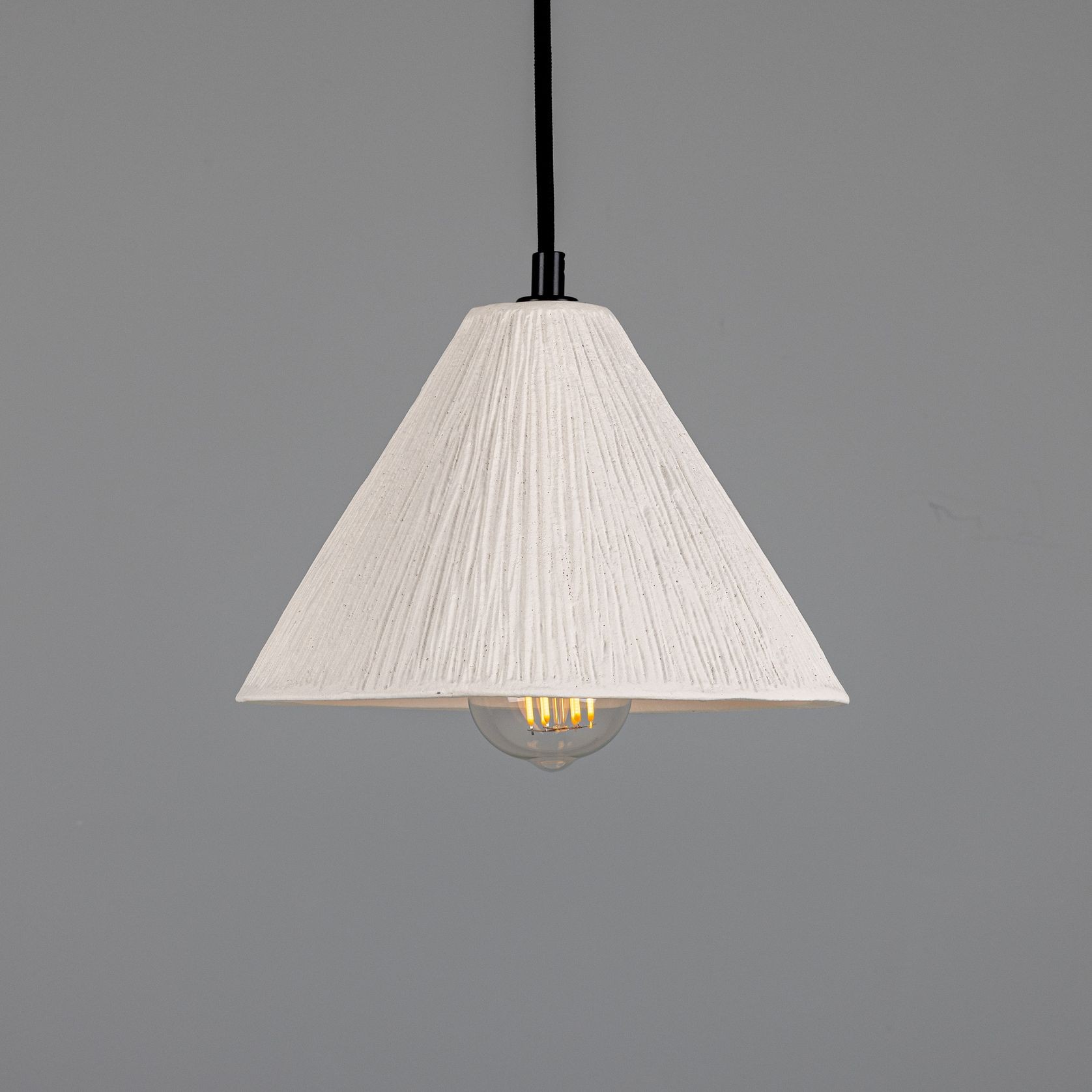 Tilia 28cm Matt White Striped Pendant Light gallery detail image