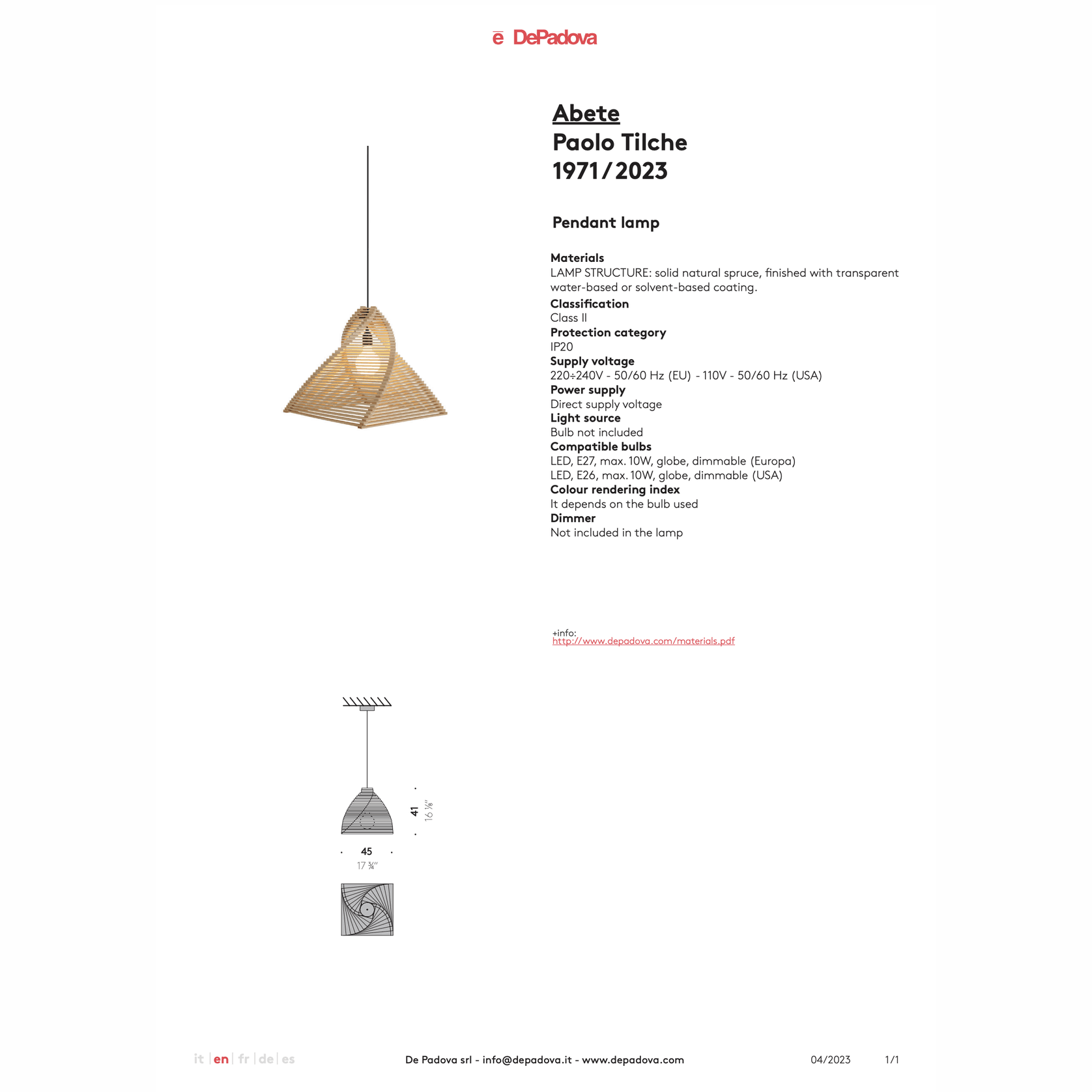 Abete Pendant Light by DePadova gallery detail image