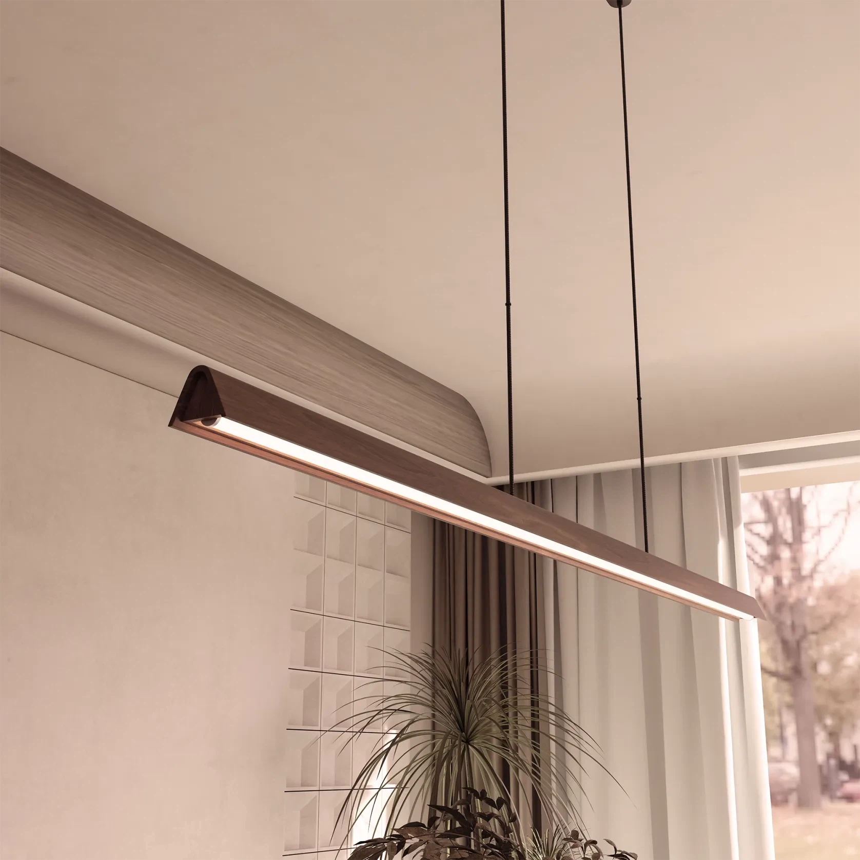 Avocent Ash Timber LED Linear Pendant Light gallery detail image