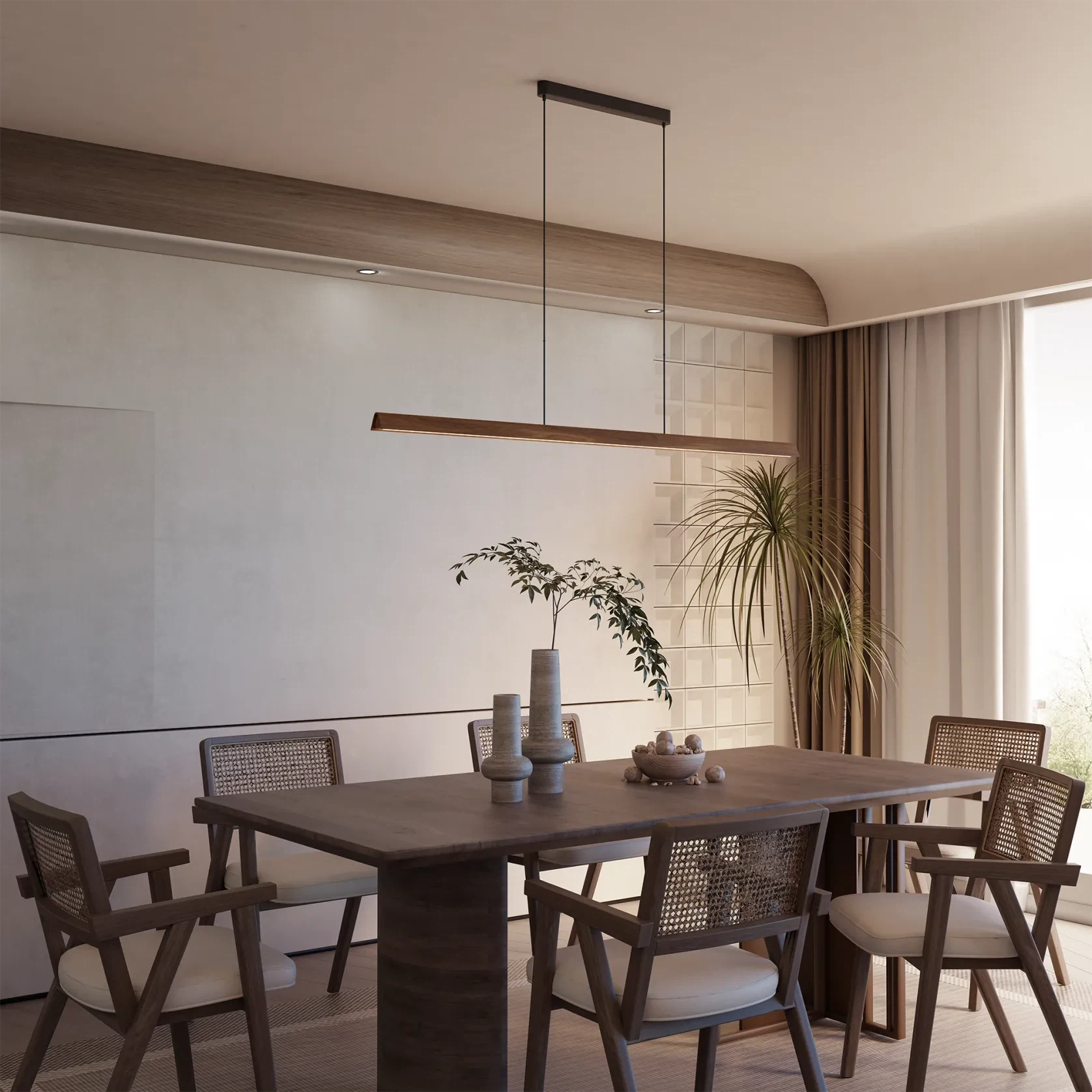 Avocent Ash Timber LED Linear Pendant Light gallery detail image