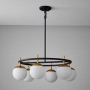 Johnson 6 Light Pendant in Aged Gold & Black gallery detail image