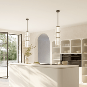 Layla 1 Light Mini Glass Pendant - Large in Matte Black gallery detail image