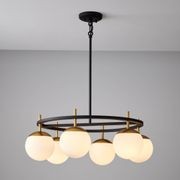 Johnson 6 Light Pendant in Aged Gold & Black gallery detail image