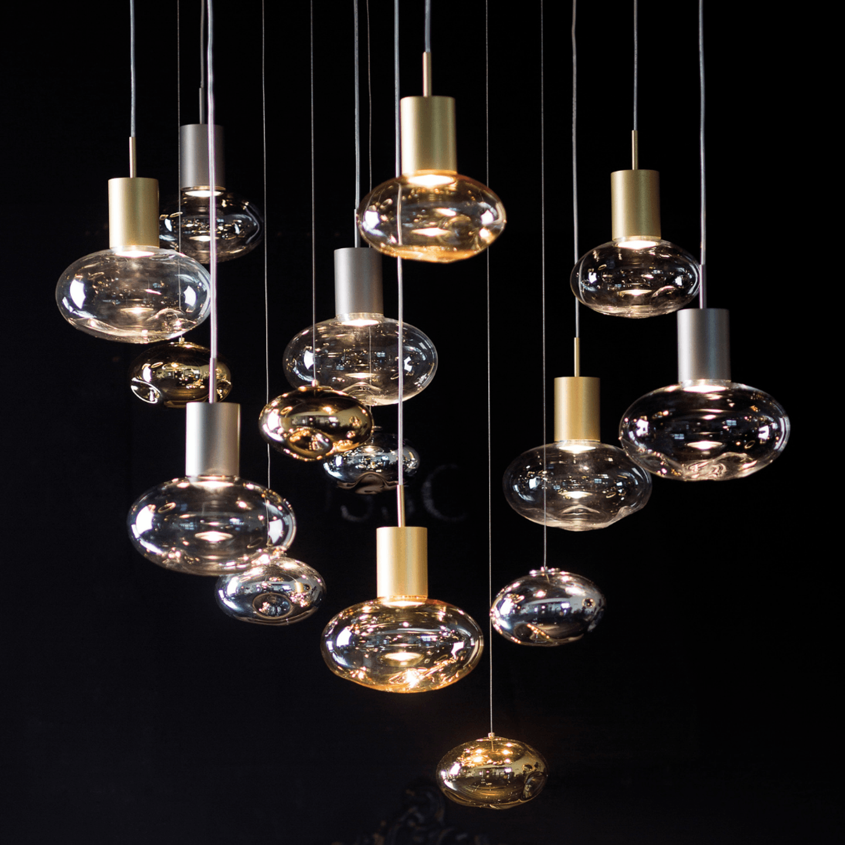 Rosetta Glass Pendant Light - 20cm in Brushed Gold gallery detail image