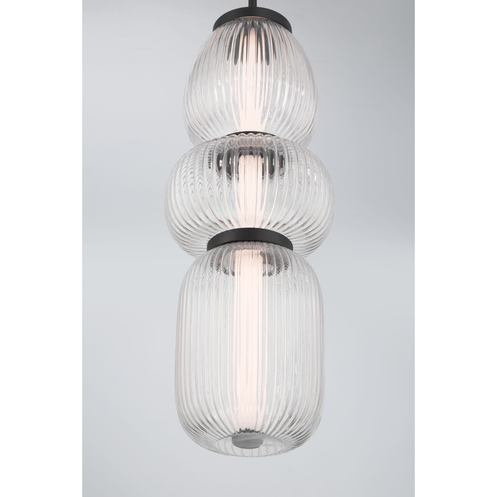 Layla 1 Light Mini Glass Pendant - Large in Matte Black gallery detail image