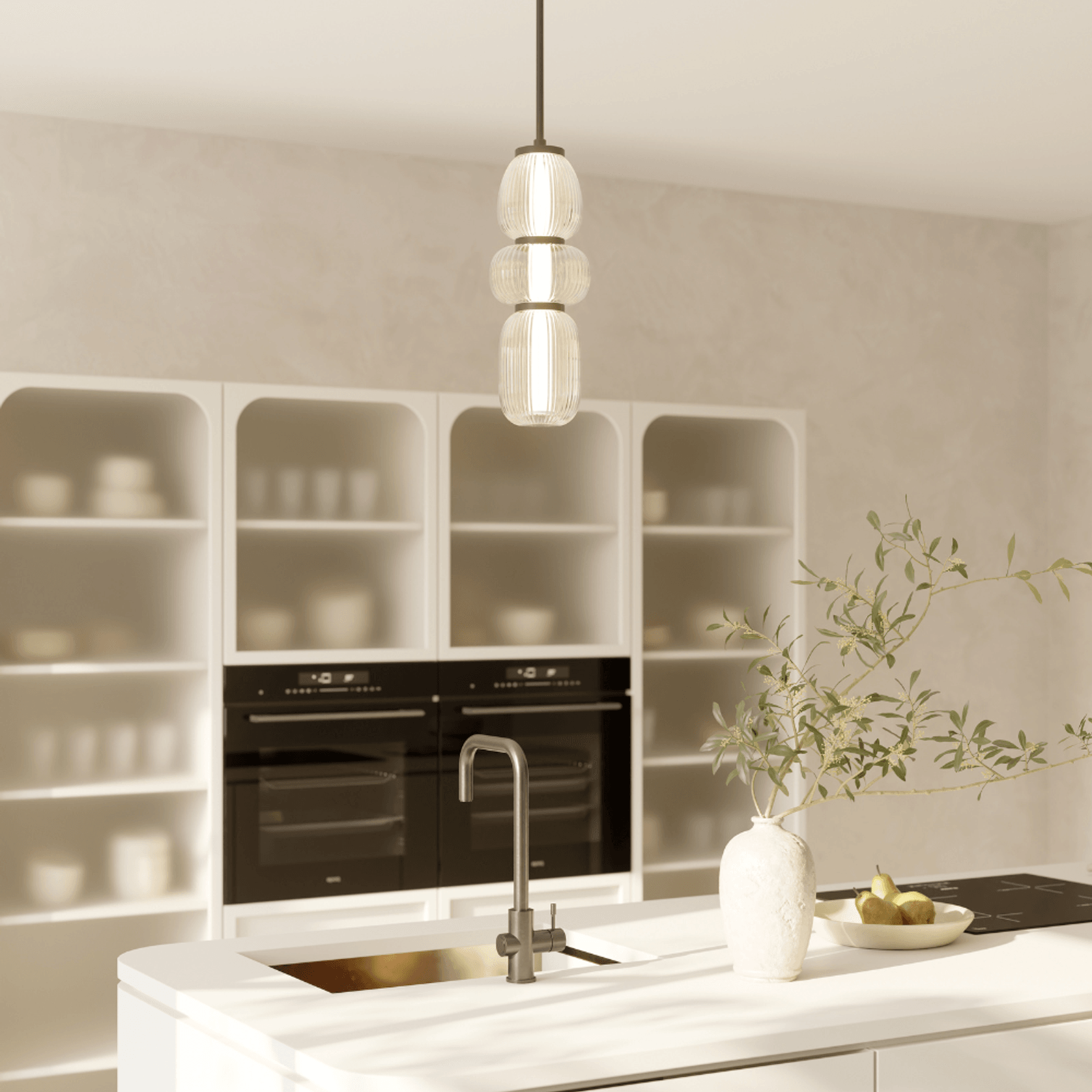 Layla 1 Light Mini Glass Pendant - Small in Matte Black gallery detail image