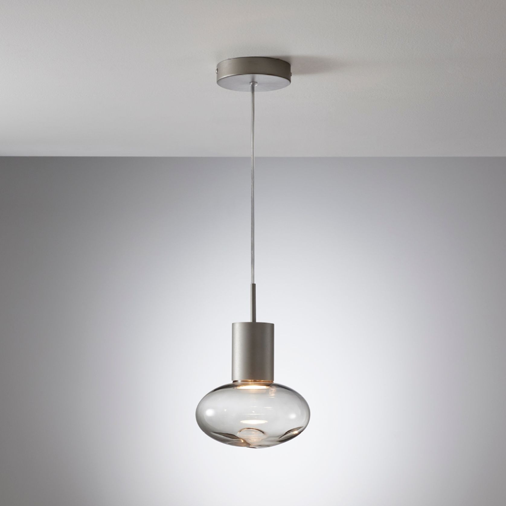 Rosetta Glass Pendant Light - 20cm in Brushed Platinum gallery detail image