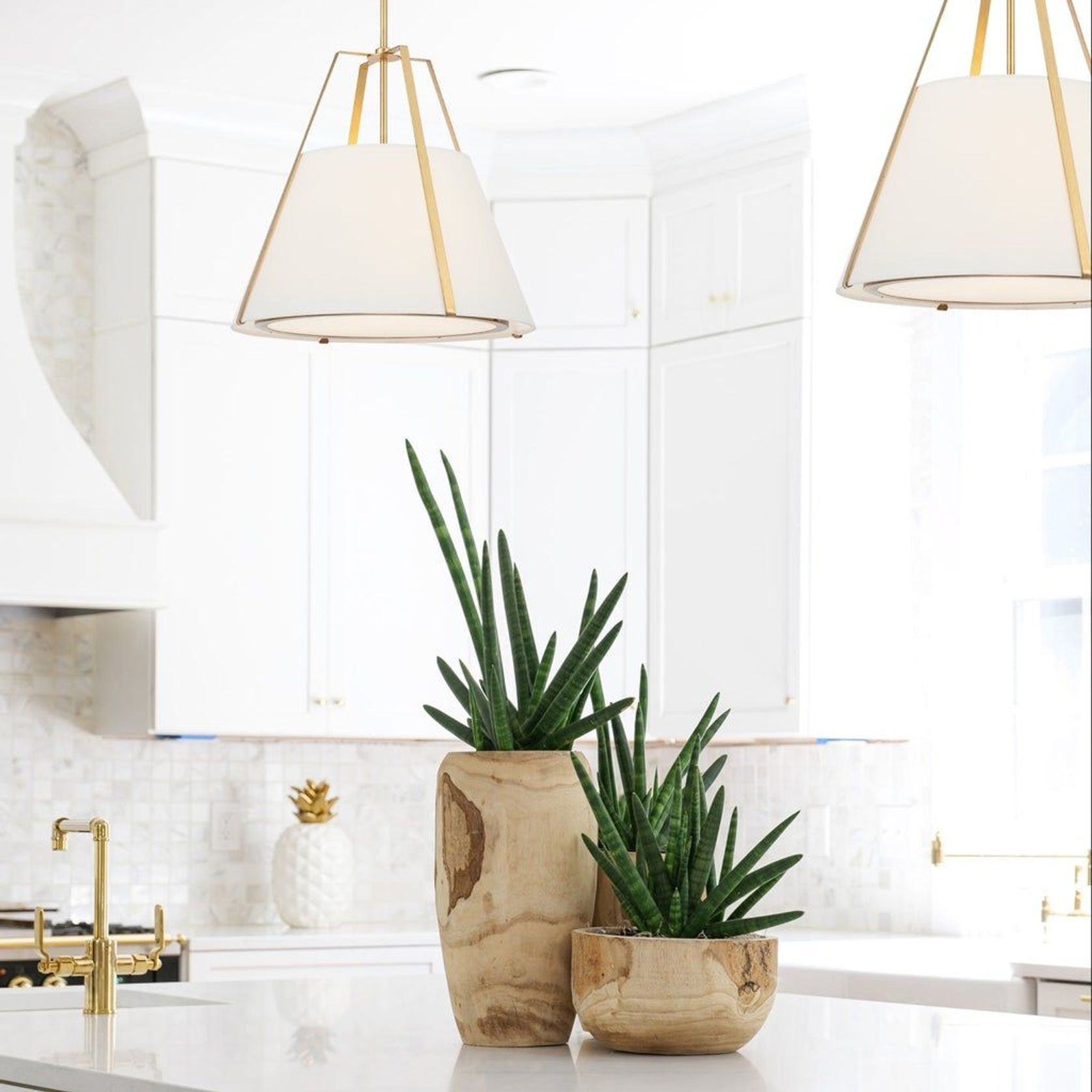 Madison 3 Light Pendant in Antique Gold & White gallery detail image