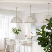 Estelle Beaded Dome Pendant Light - Gold/White gallery detail image