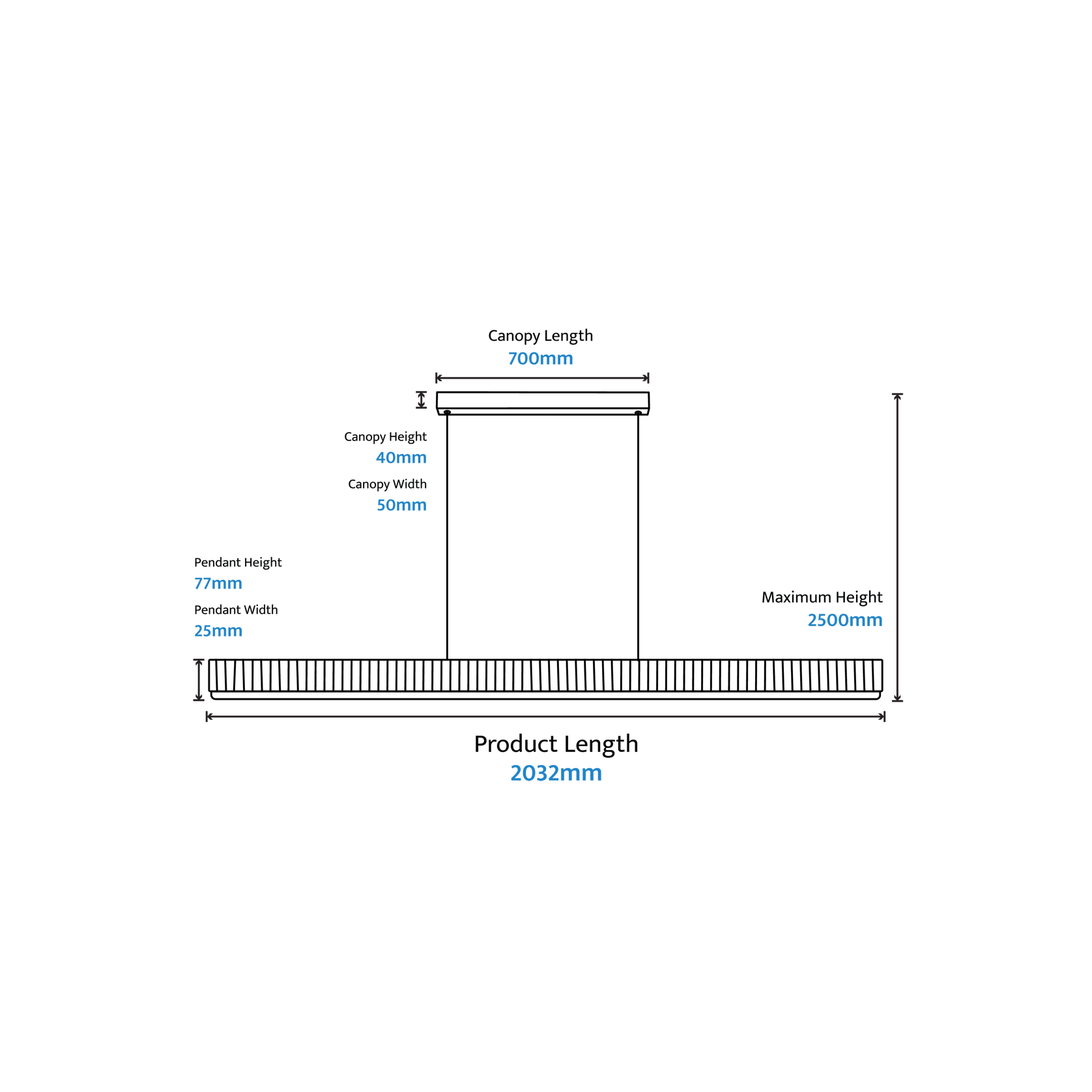 Prinia Linear Ribbed Pendant Light gallery detail image