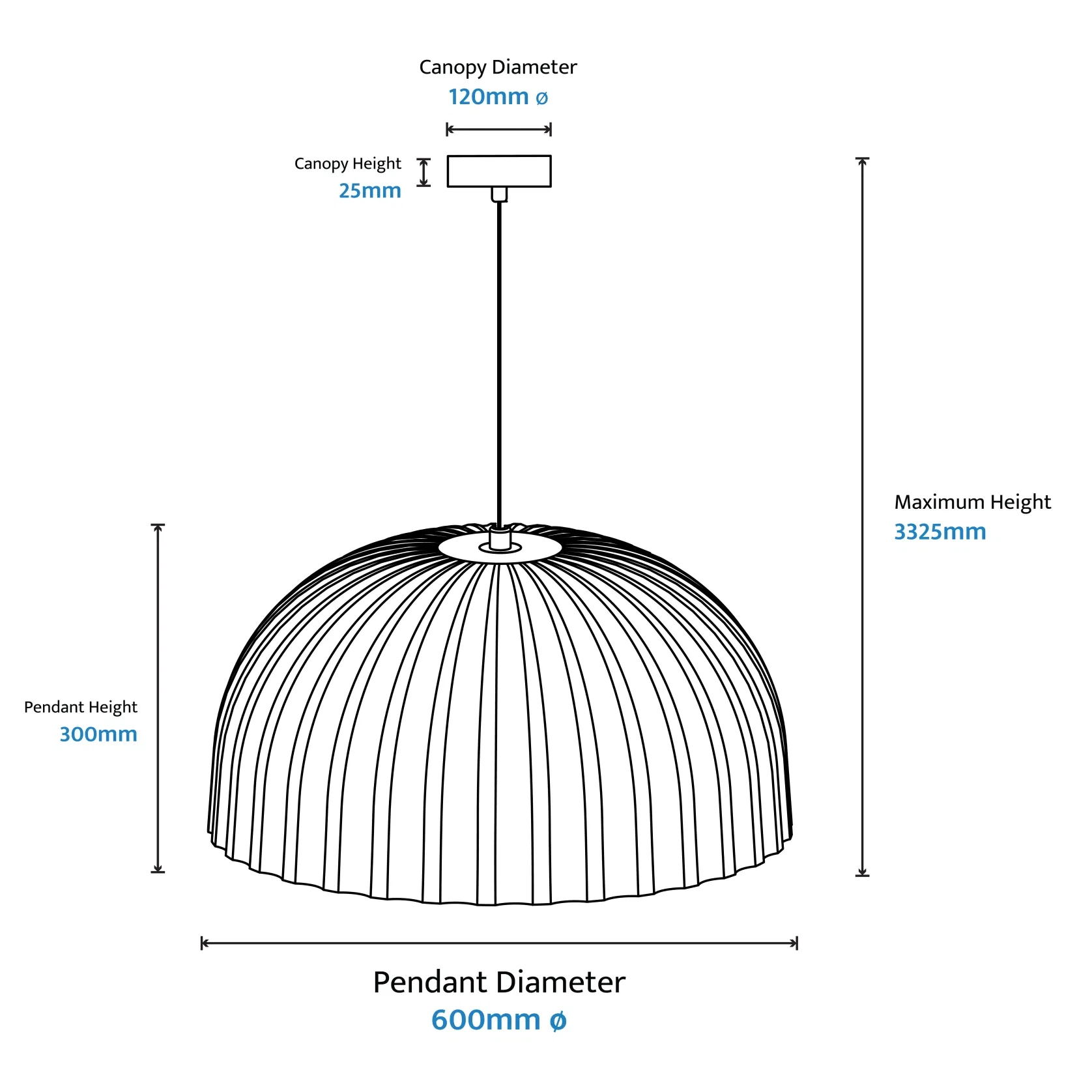 Rachis Textured Dome Shaped Pendant Light gallery detail image
