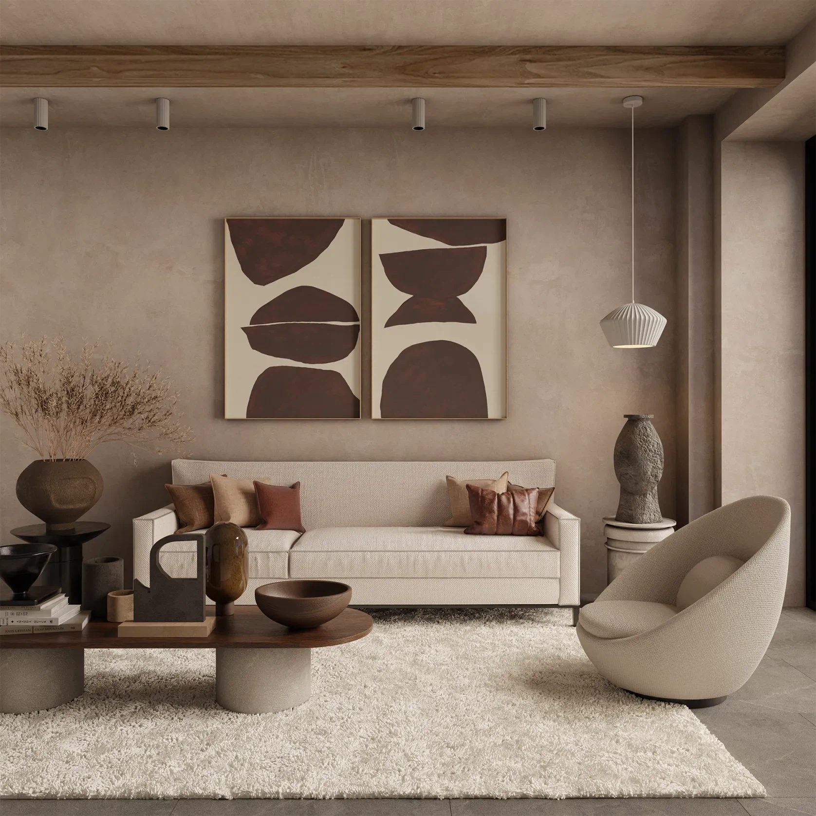 Munia Fluted Gypsum Customisable Light gallery detail image