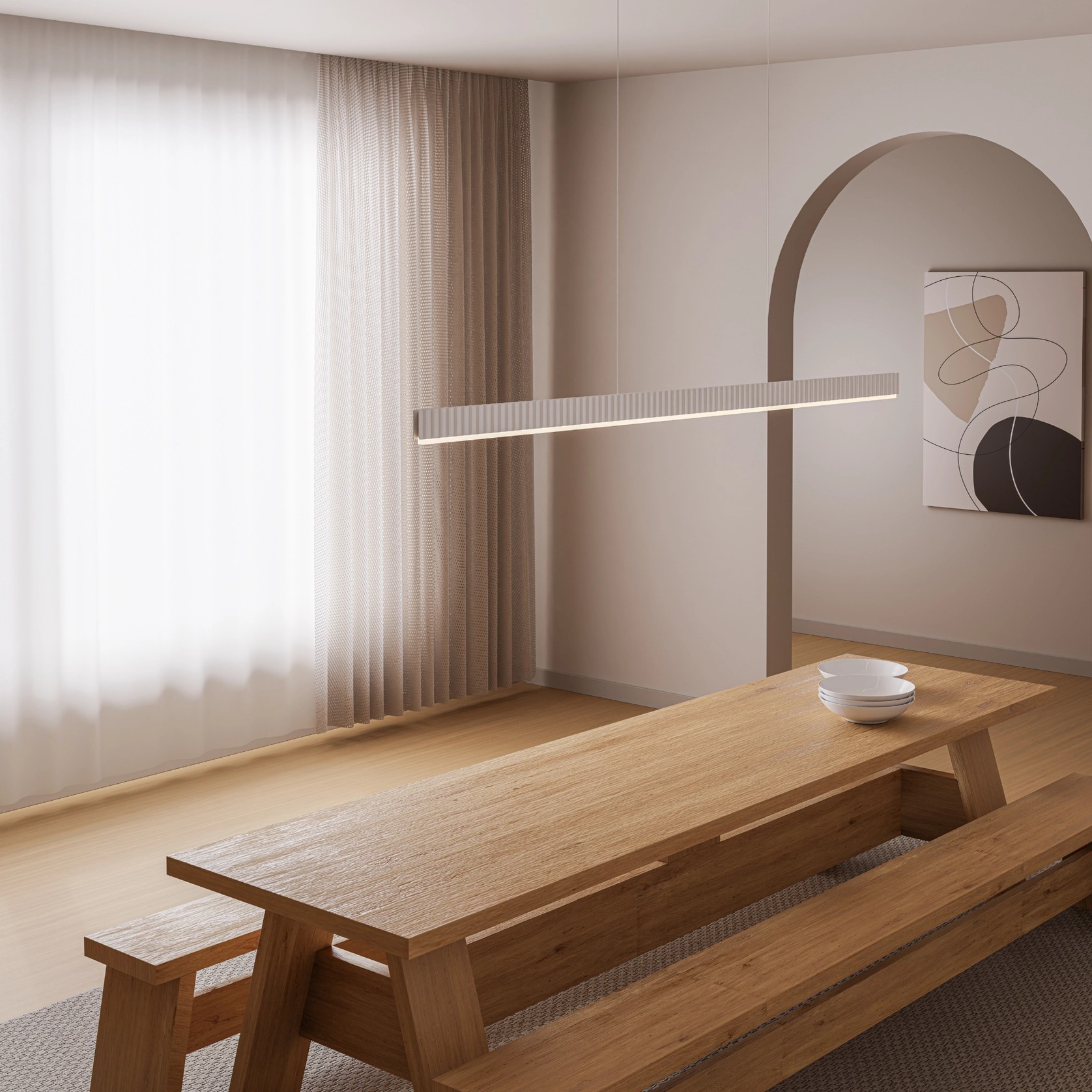 Prinia Linear Ribbed Pendant Light gallery detail image