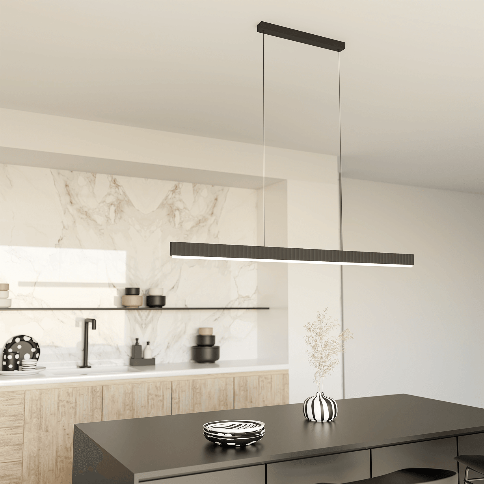 Prinia Linear Ribbed Pendant Light gallery detail image